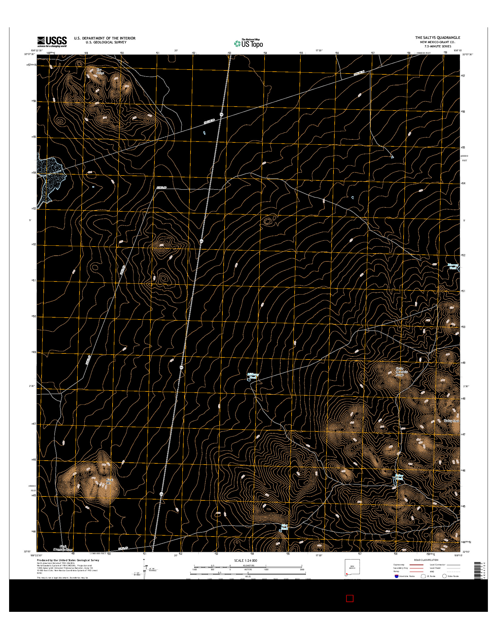 USGS US TOPO 7.5-MINUTE MAP FOR THE SALTYS, NM 2017