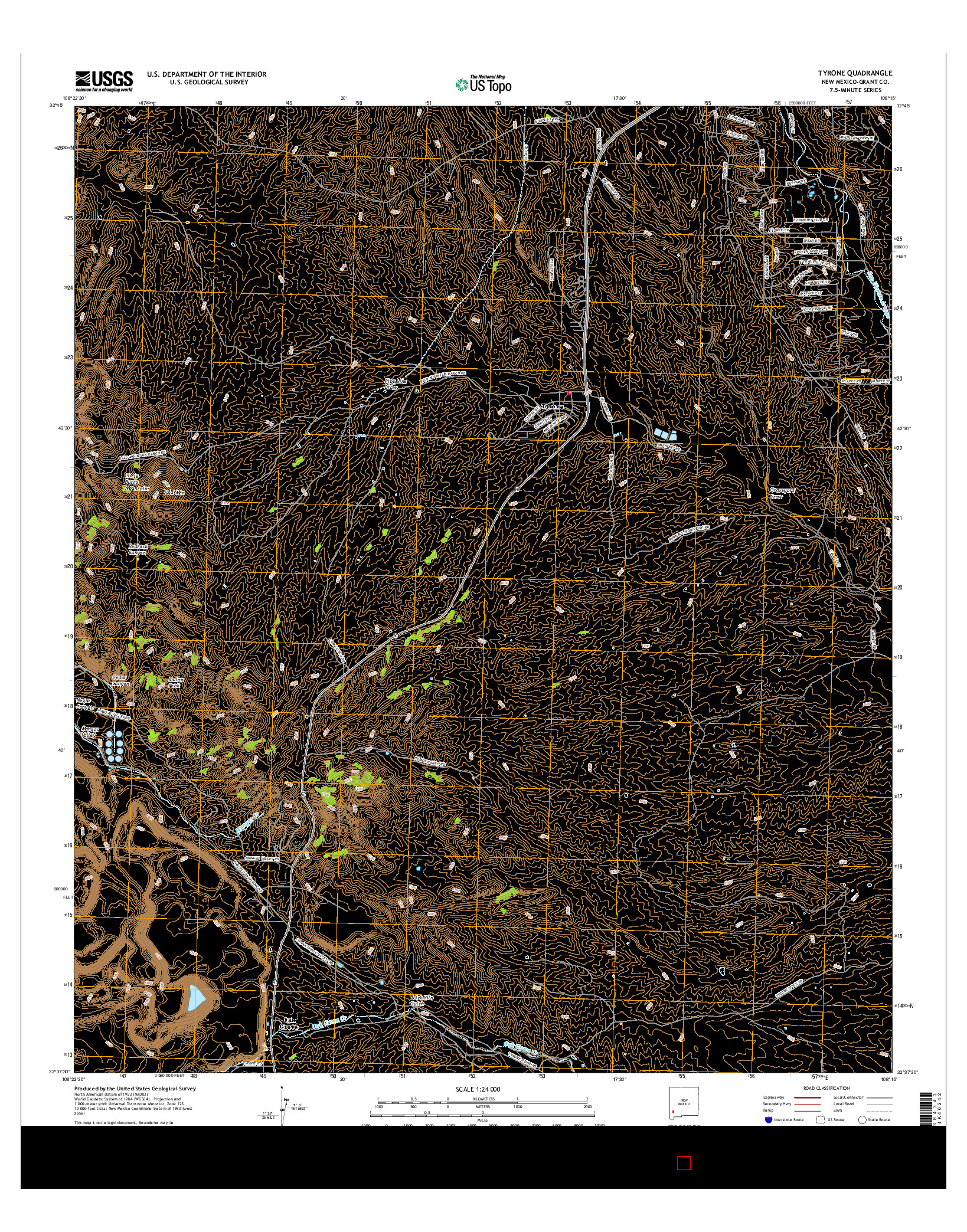 USGS US TOPO 7.5-MINUTE MAP FOR TYRONE, NM 2017