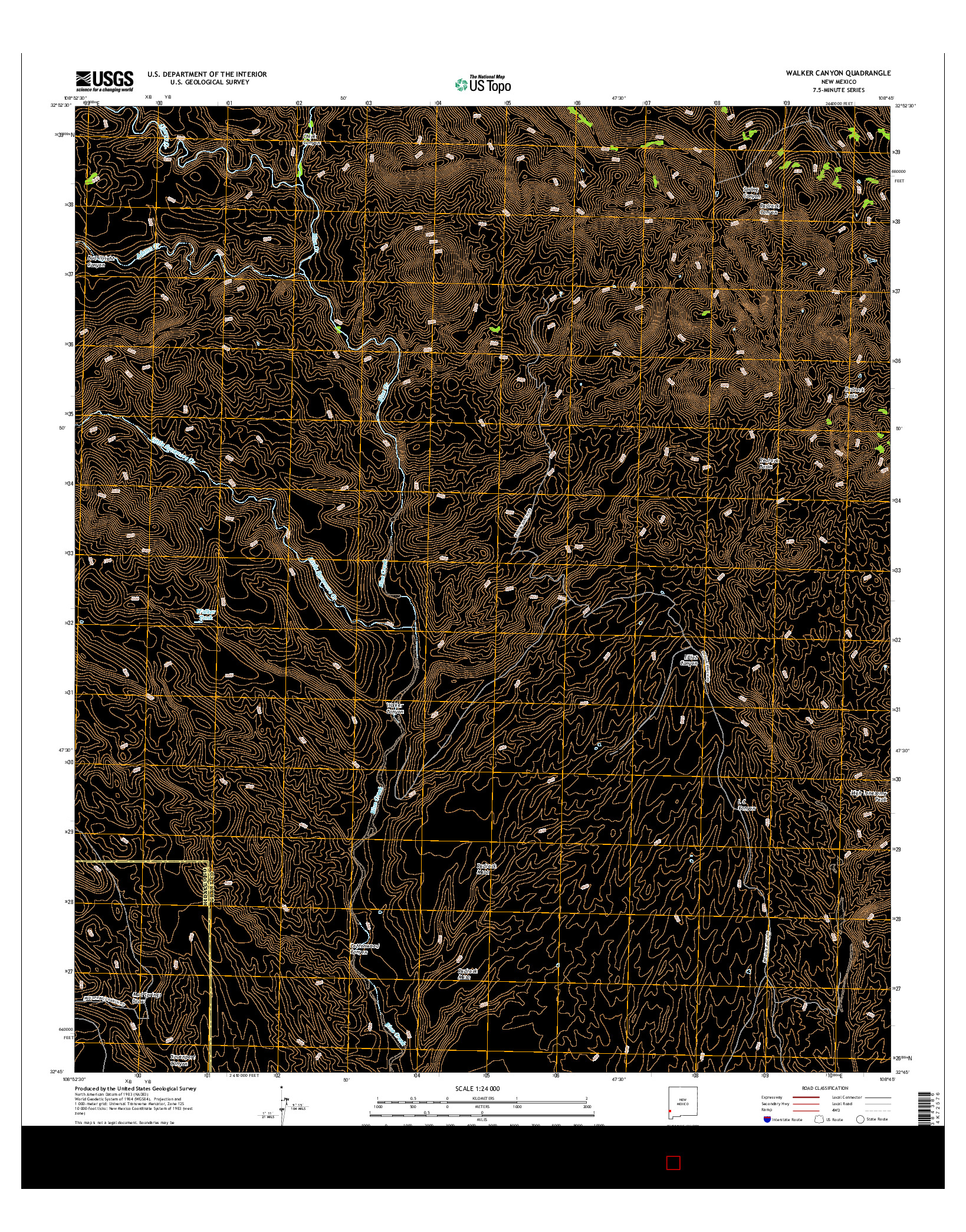 USGS US TOPO 7.5-MINUTE MAP FOR WALKER CANYON, NM 2017