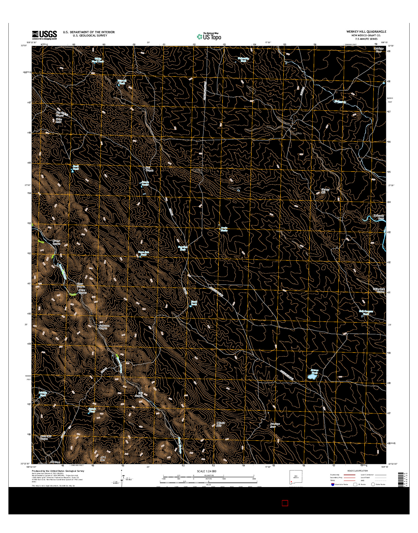 USGS US TOPO 7.5-MINUTE MAP FOR WERNEY HILL, NM 2017