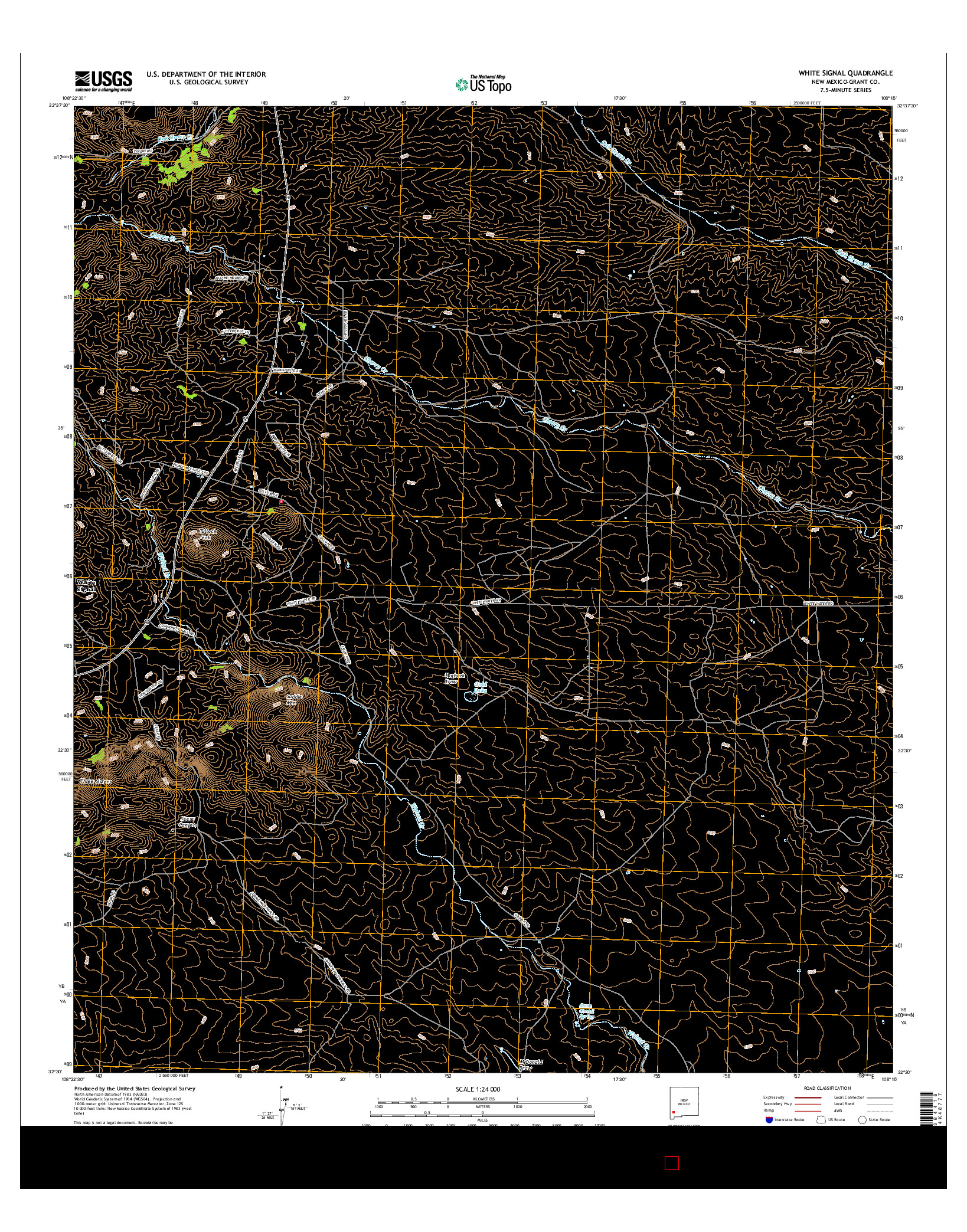 USGS US TOPO 7.5-MINUTE MAP FOR WHITE SIGNAL, NM 2017