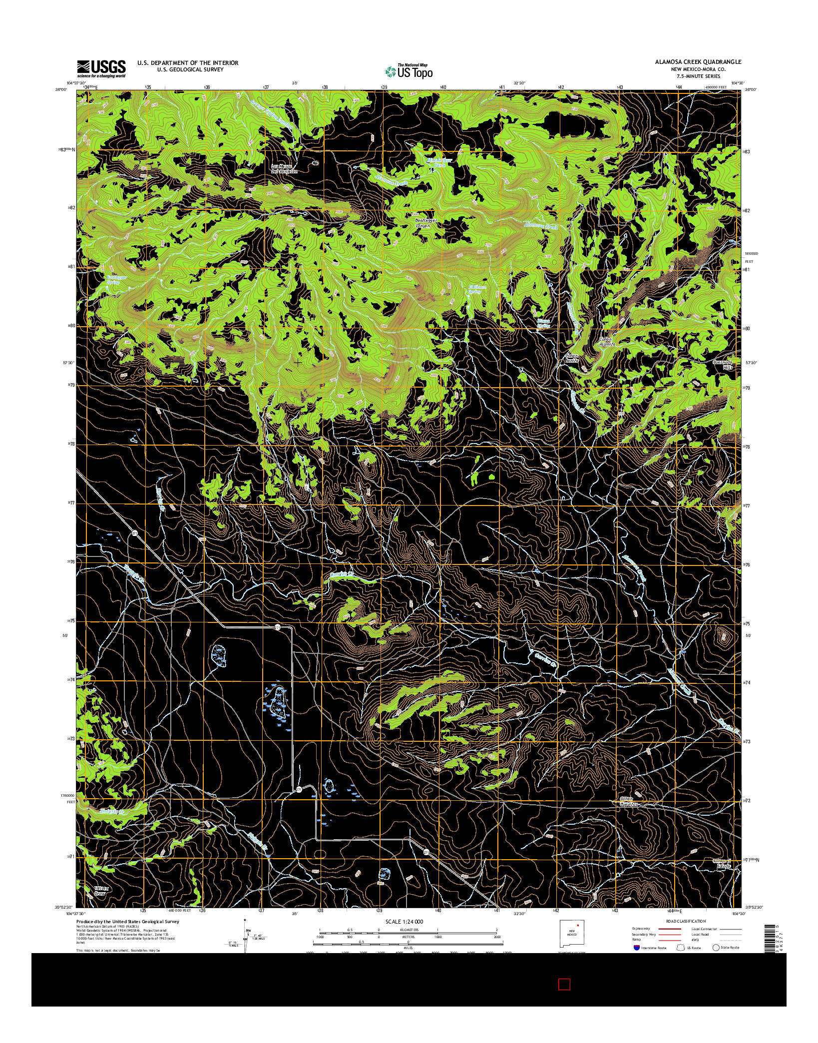 USGS US TOPO 7.5-MINUTE MAP FOR ALAMOSA CREEK, NM 2017