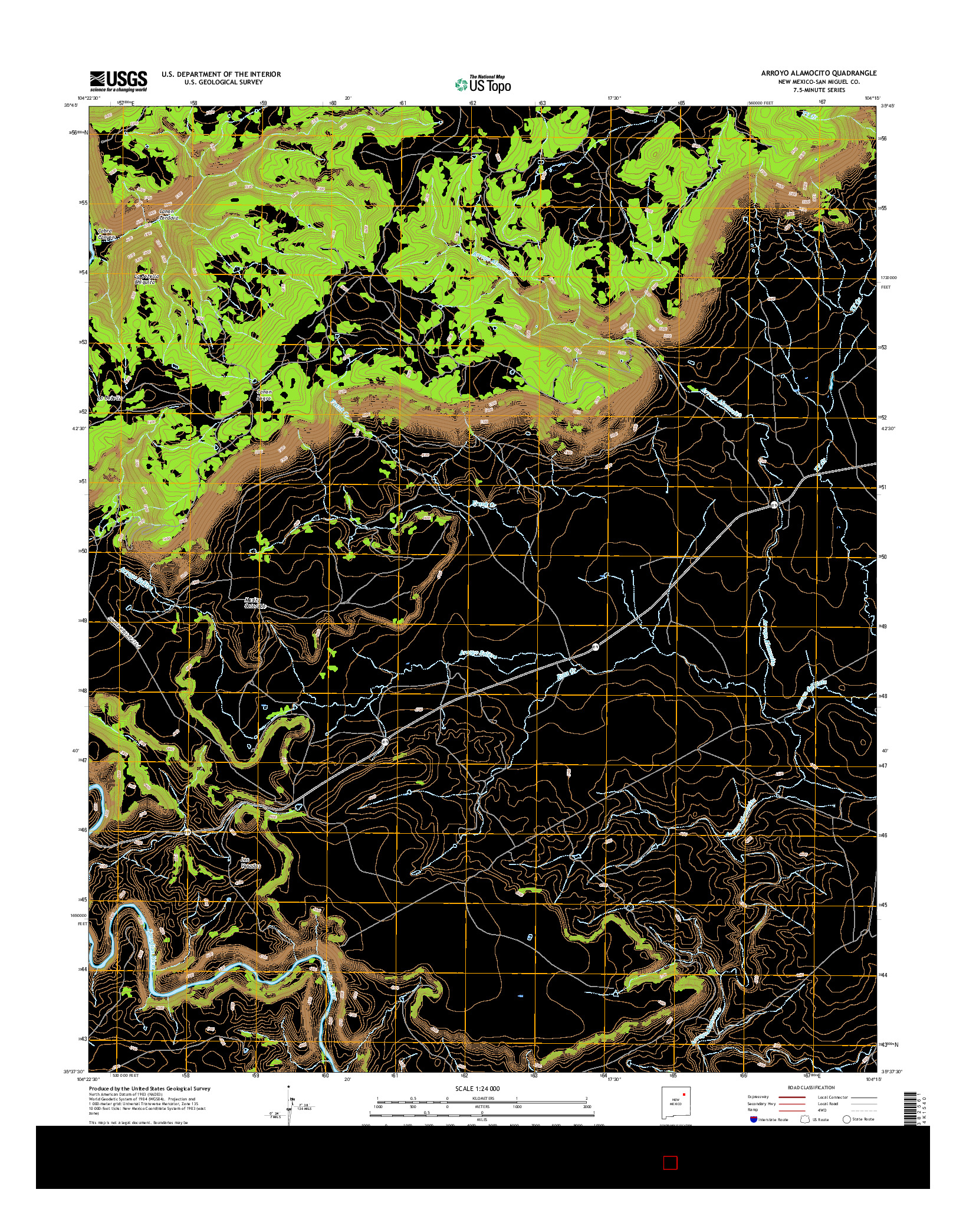 USGS US TOPO 7.5-MINUTE MAP FOR ARROYO ALAMOCITO, NM 2017