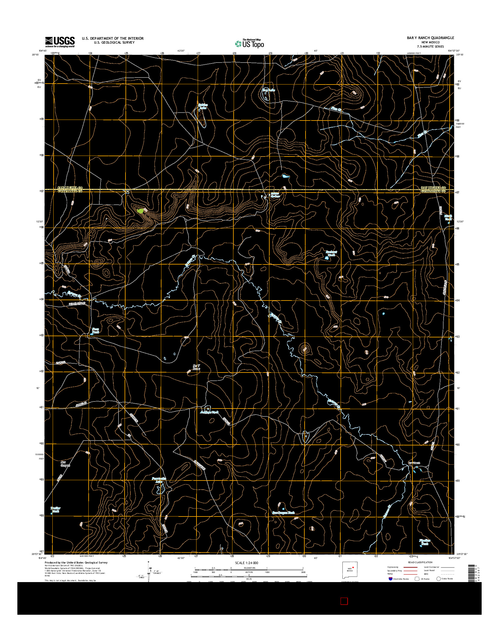 USGS US TOPO 7.5-MINUTE MAP FOR BAR Y RANCH, NM 2017