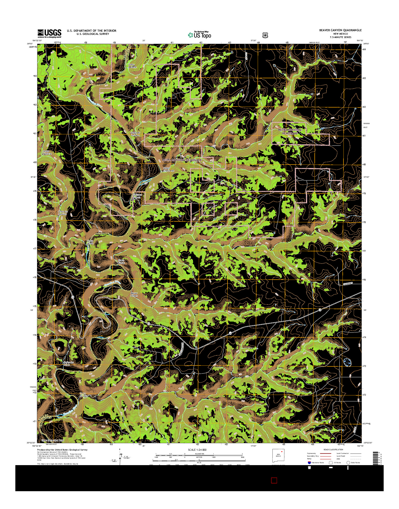 USGS US TOPO 7.5-MINUTE MAP FOR BEAVER CANYON, NM 2017