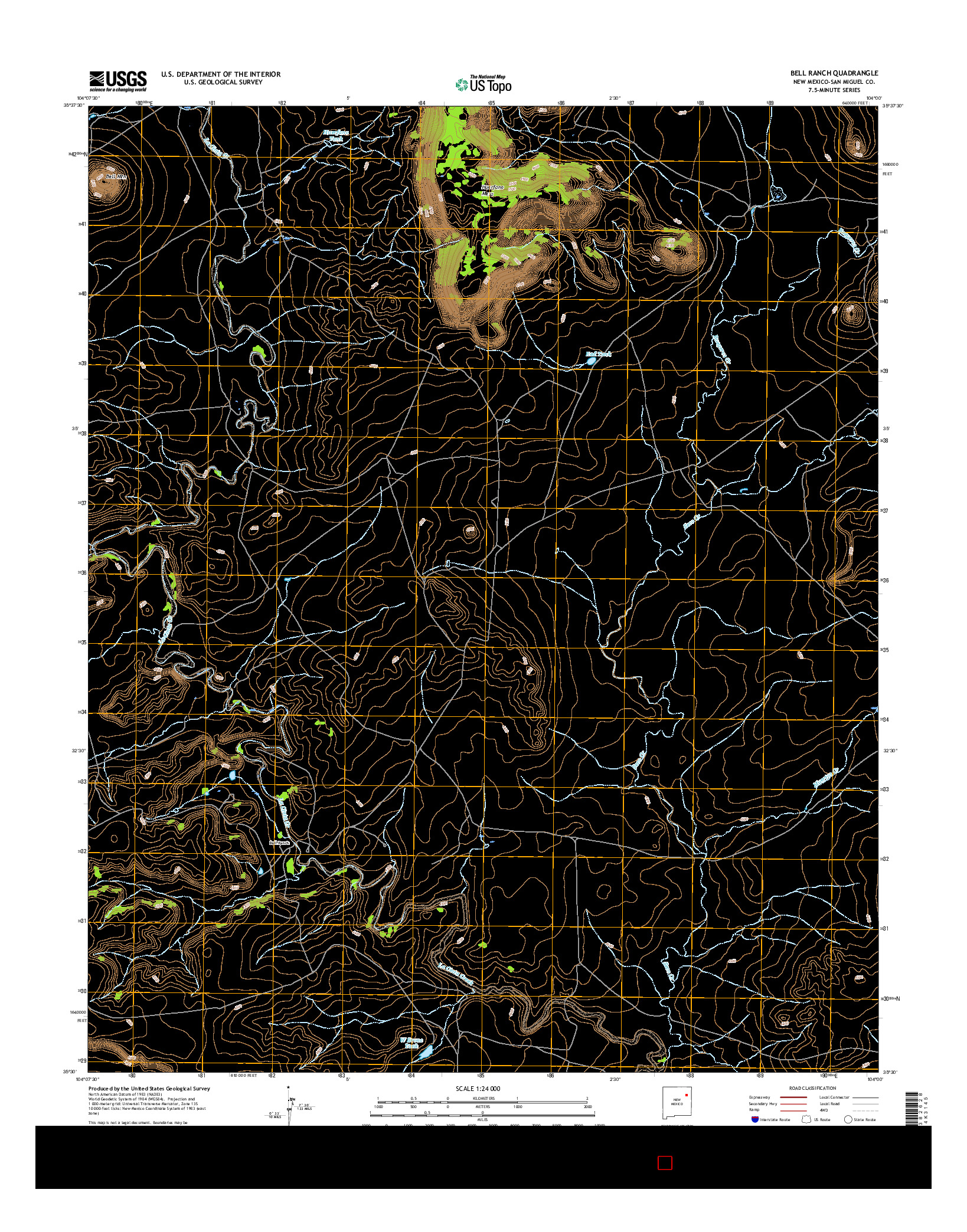 USGS US TOPO 7.5-MINUTE MAP FOR BELL RANCH, NM 2017