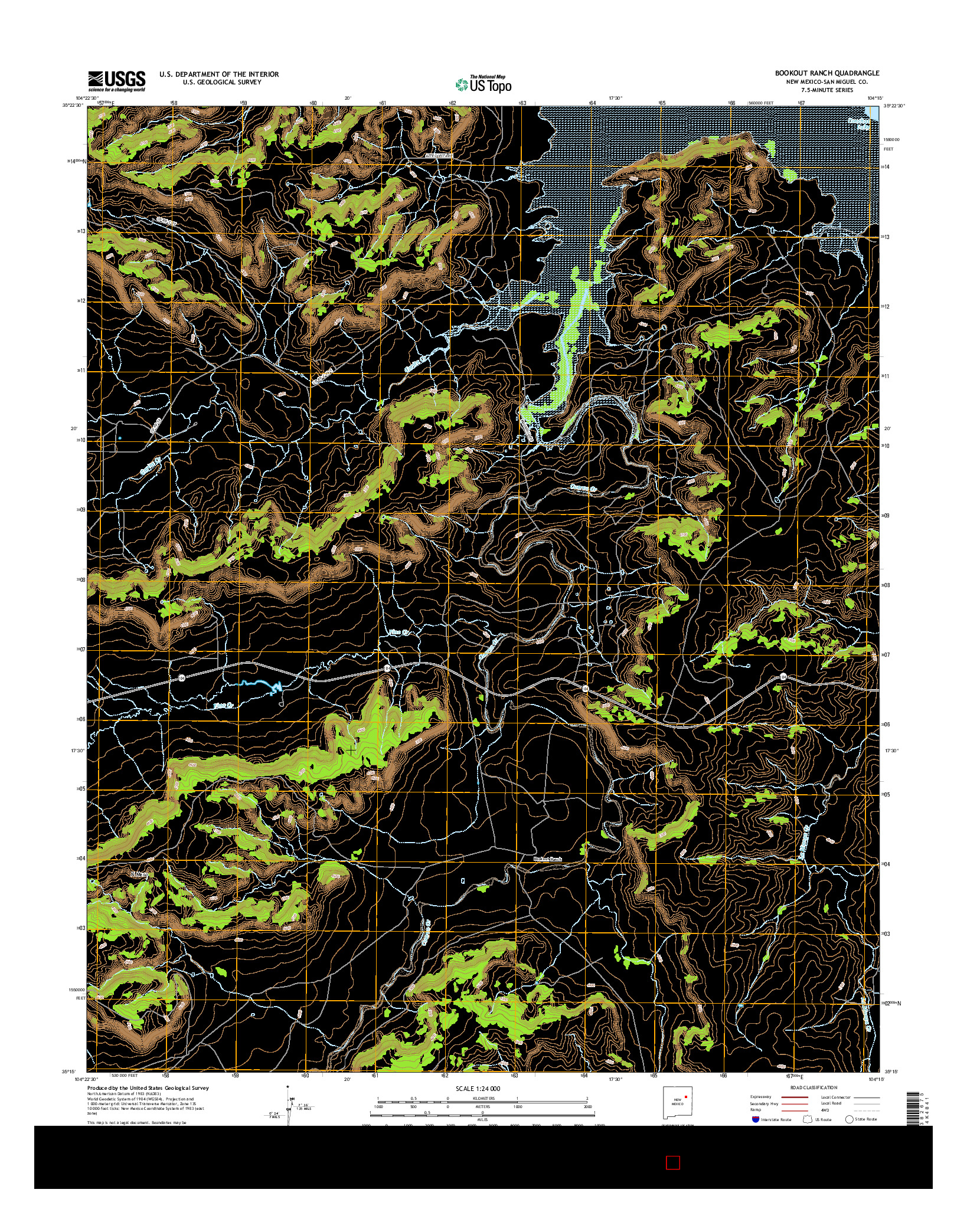 USGS US TOPO 7.5-MINUTE MAP FOR BOOKOUT RANCH, NM 2017