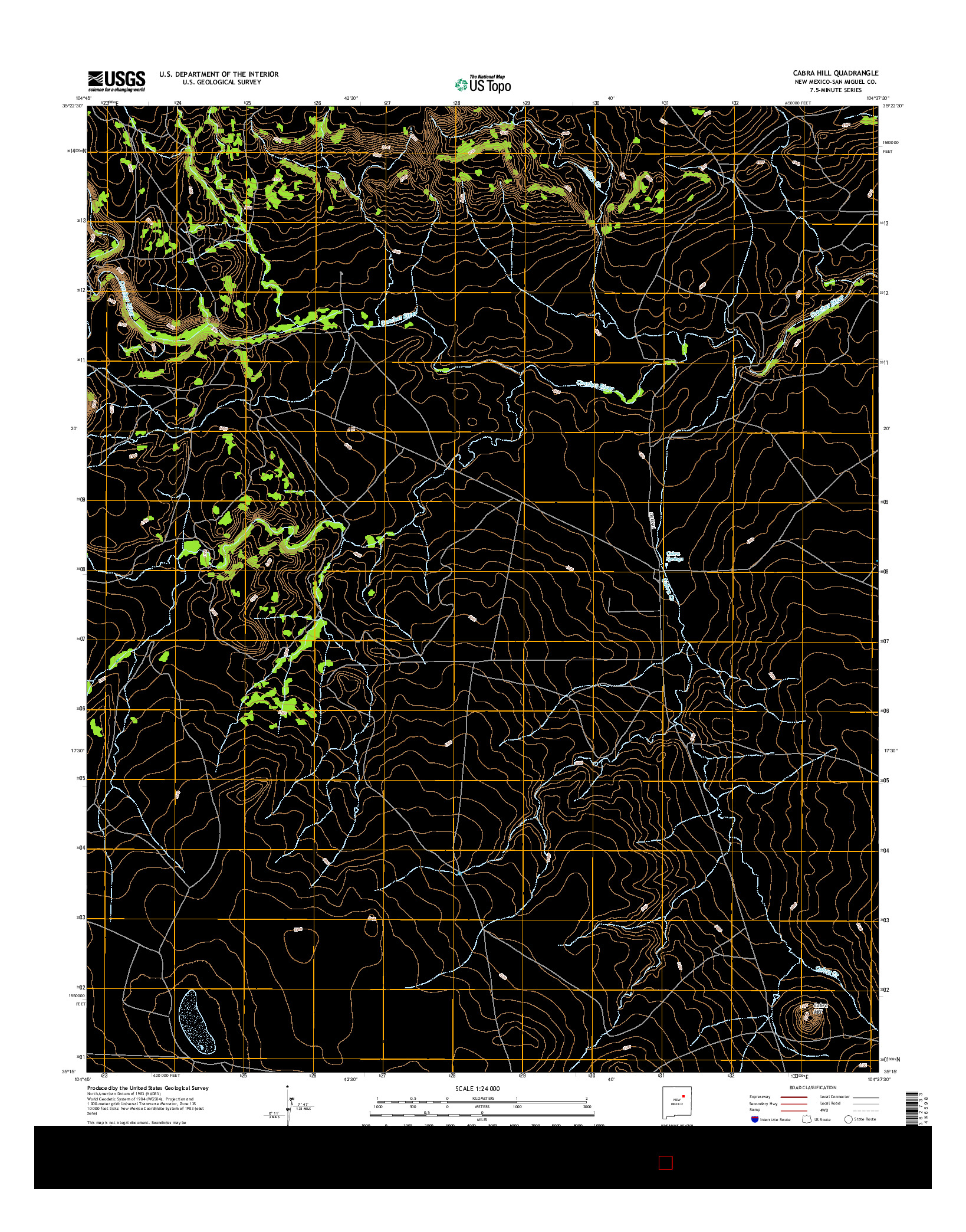 USGS US TOPO 7.5-MINUTE MAP FOR CABRA HILL, NM 2017