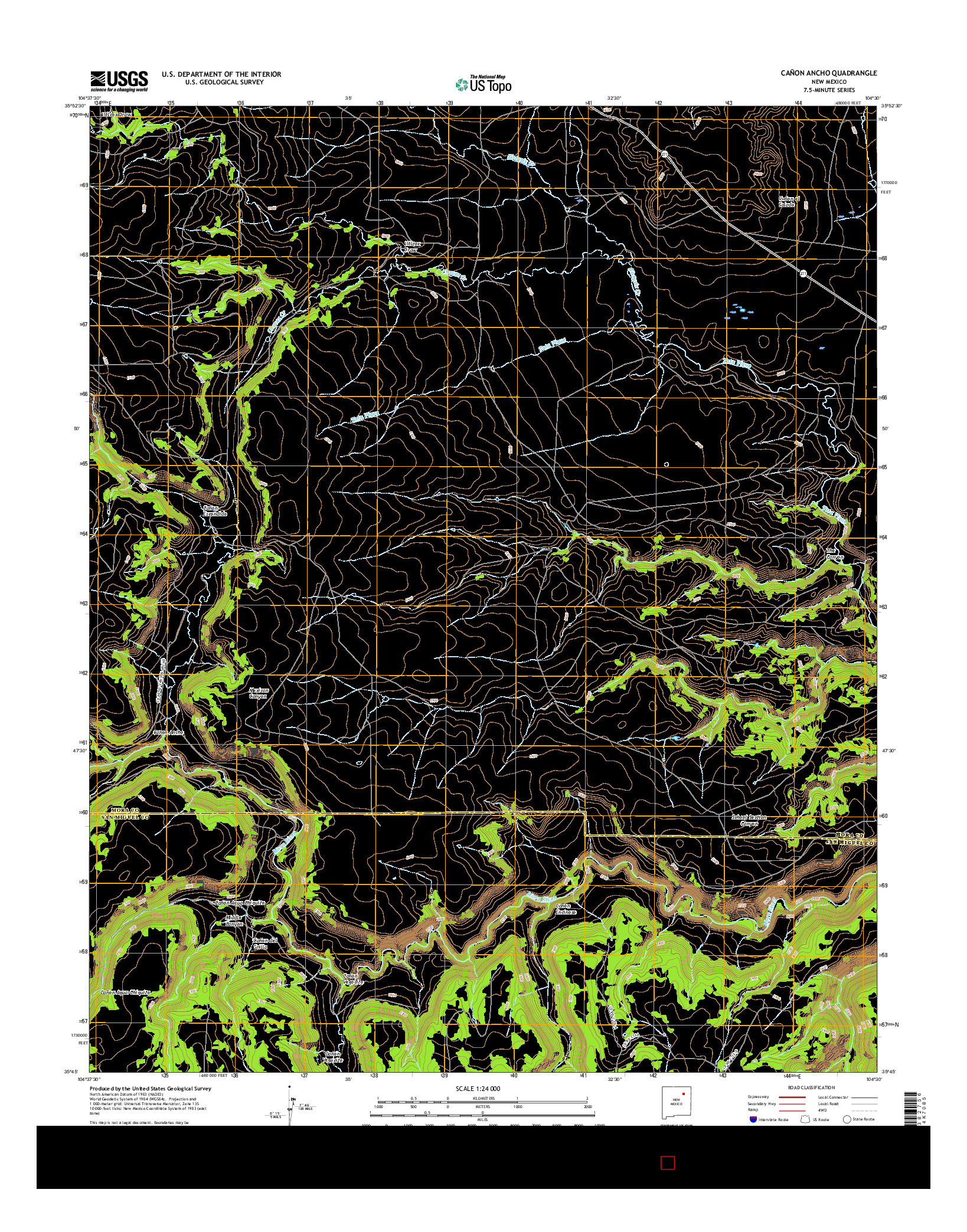 USGS US TOPO 7.5-MINUTE MAP FOR CAñON ANCHO, NM 2017