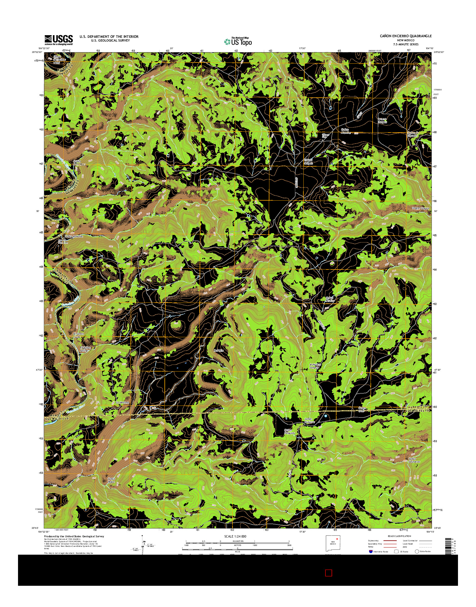 USGS US TOPO 7.5-MINUTE MAP FOR CAñON ENCIERRO, NM 2017