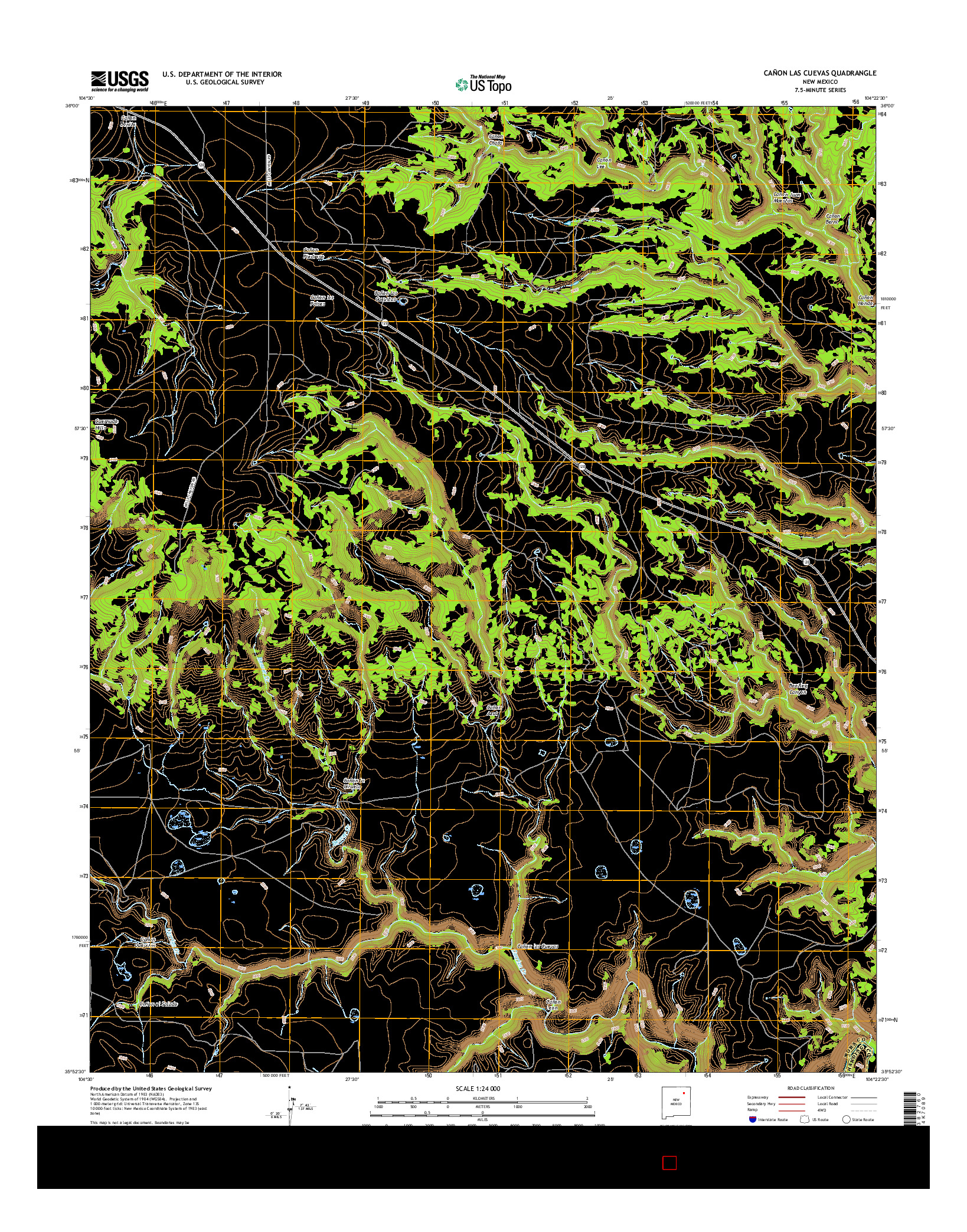 USGS US TOPO 7.5-MINUTE MAP FOR CAñON LAS CUEVAS, NM 2017