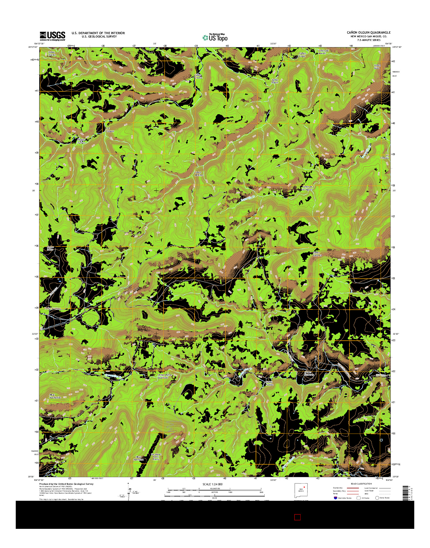 USGS US TOPO 7.5-MINUTE MAP FOR CAñON OLGUIN, NM 2017