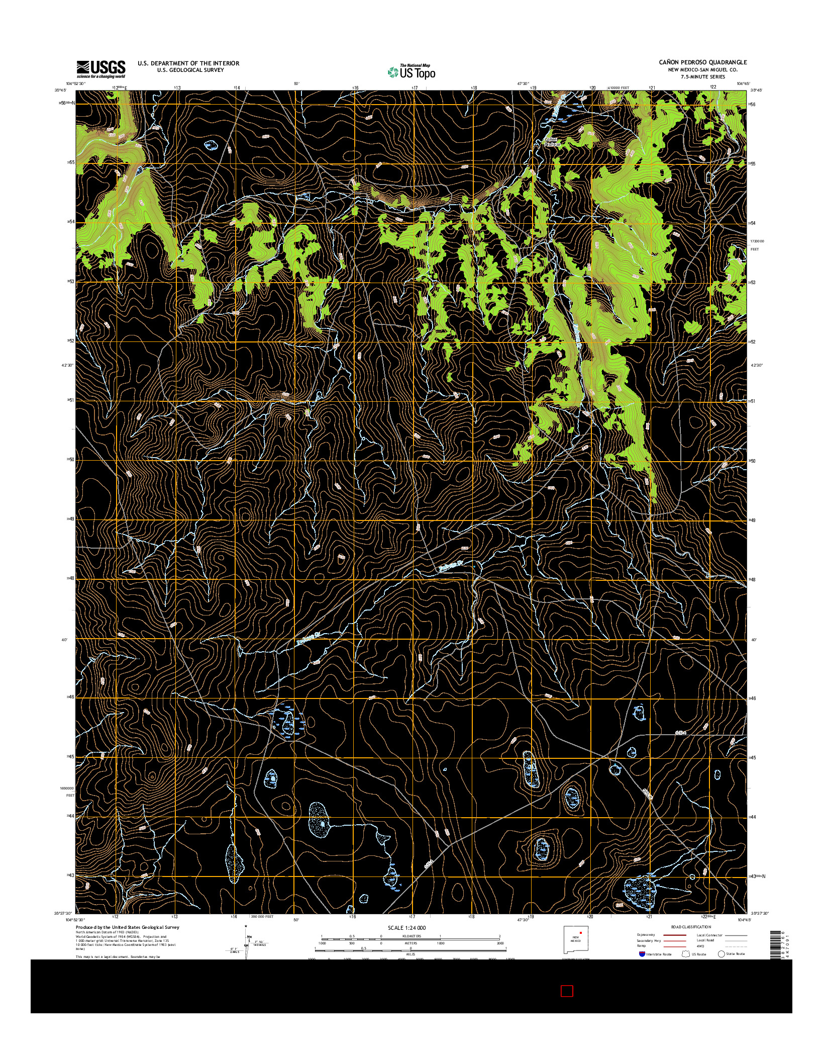 USGS US TOPO 7.5-MINUTE MAP FOR CAñON PEDROSO, NM 2017