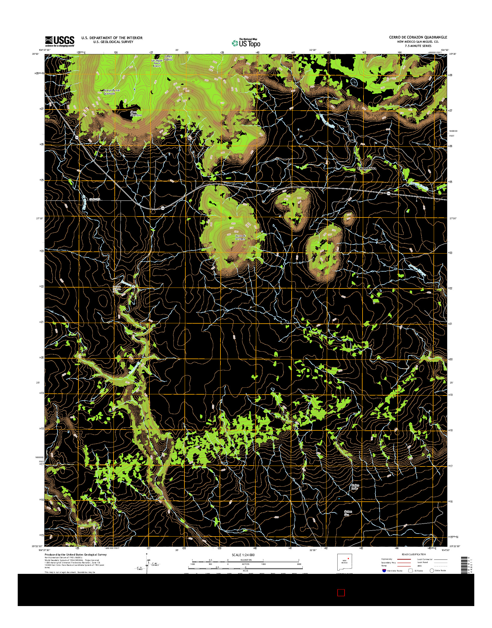USGS US TOPO 7.5-MINUTE MAP FOR CERRO DE CORAZON, NM 2017