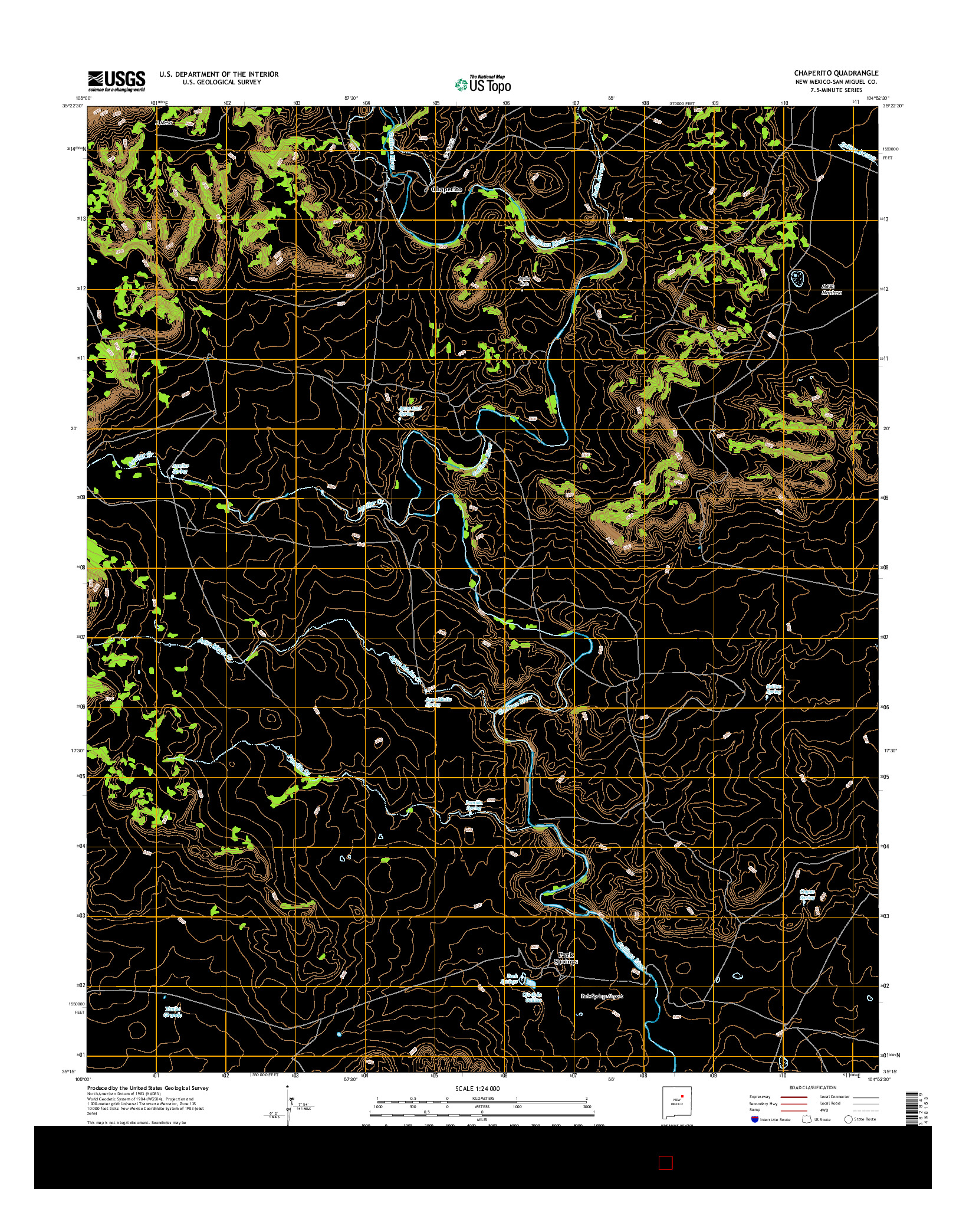 USGS US TOPO 7.5-MINUTE MAP FOR CHAPERITO, NM 2017