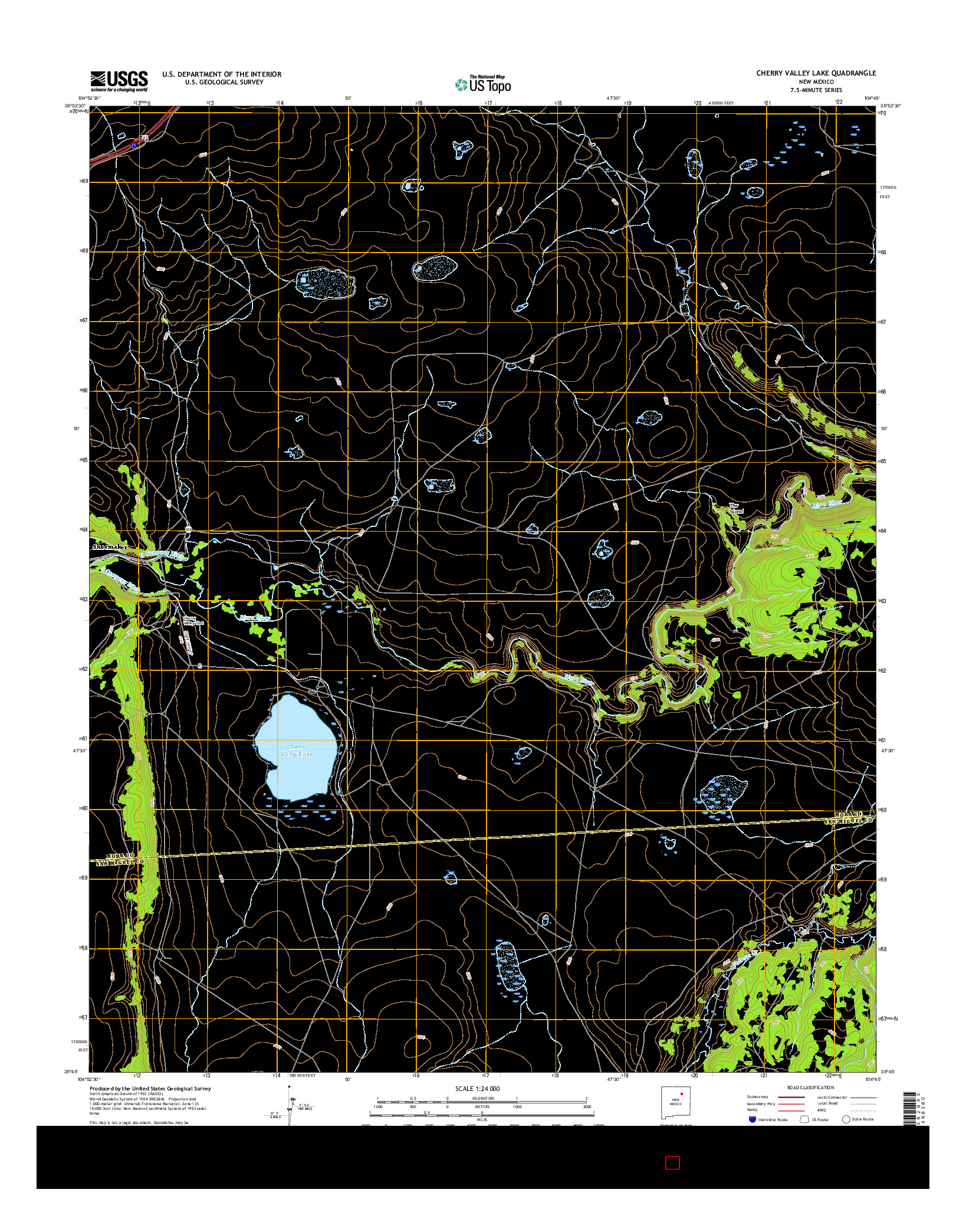 USGS US TOPO 7.5-MINUTE MAP FOR CHERRY VALLEY LAKE, NM 2017