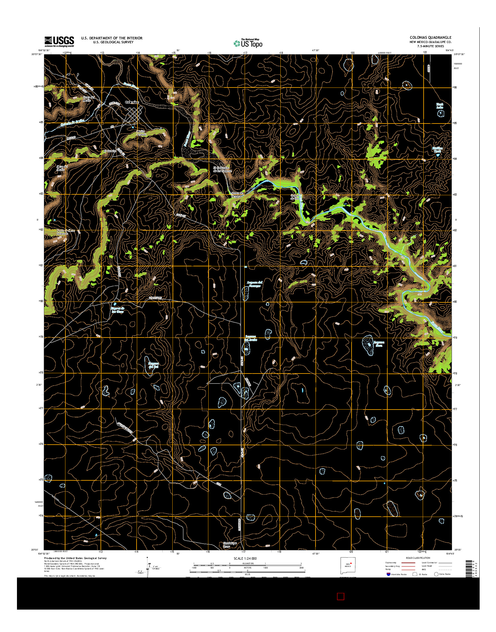 USGS US TOPO 7.5-MINUTE MAP FOR COLONIAS, NM 2017