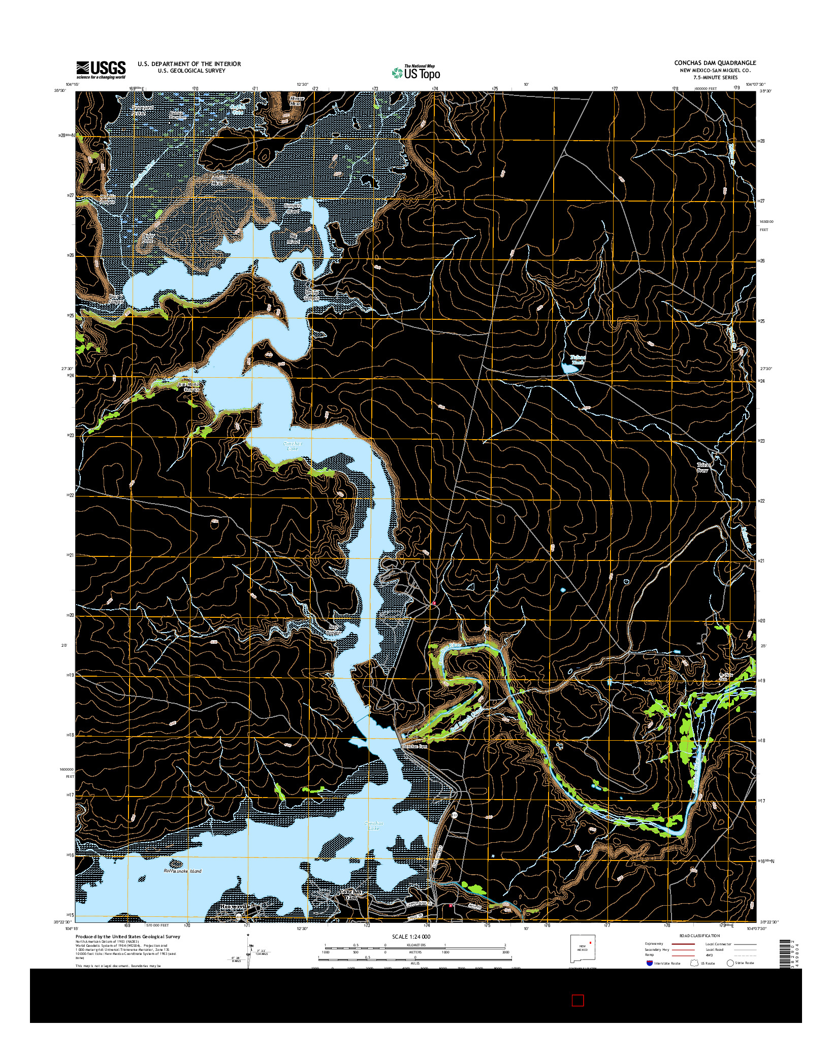 USGS US TOPO 7.5-MINUTE MAP FOR CONCHAS DAM, NM 2017