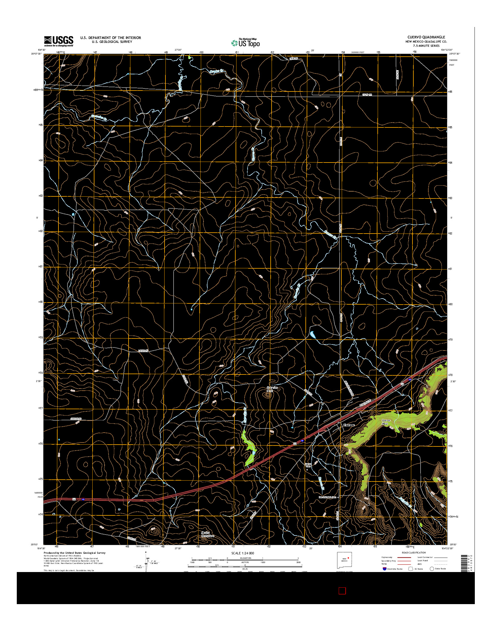 USGS US TOPO 7.5-MINUTE MAP FOR CUERVO, NM 2017
