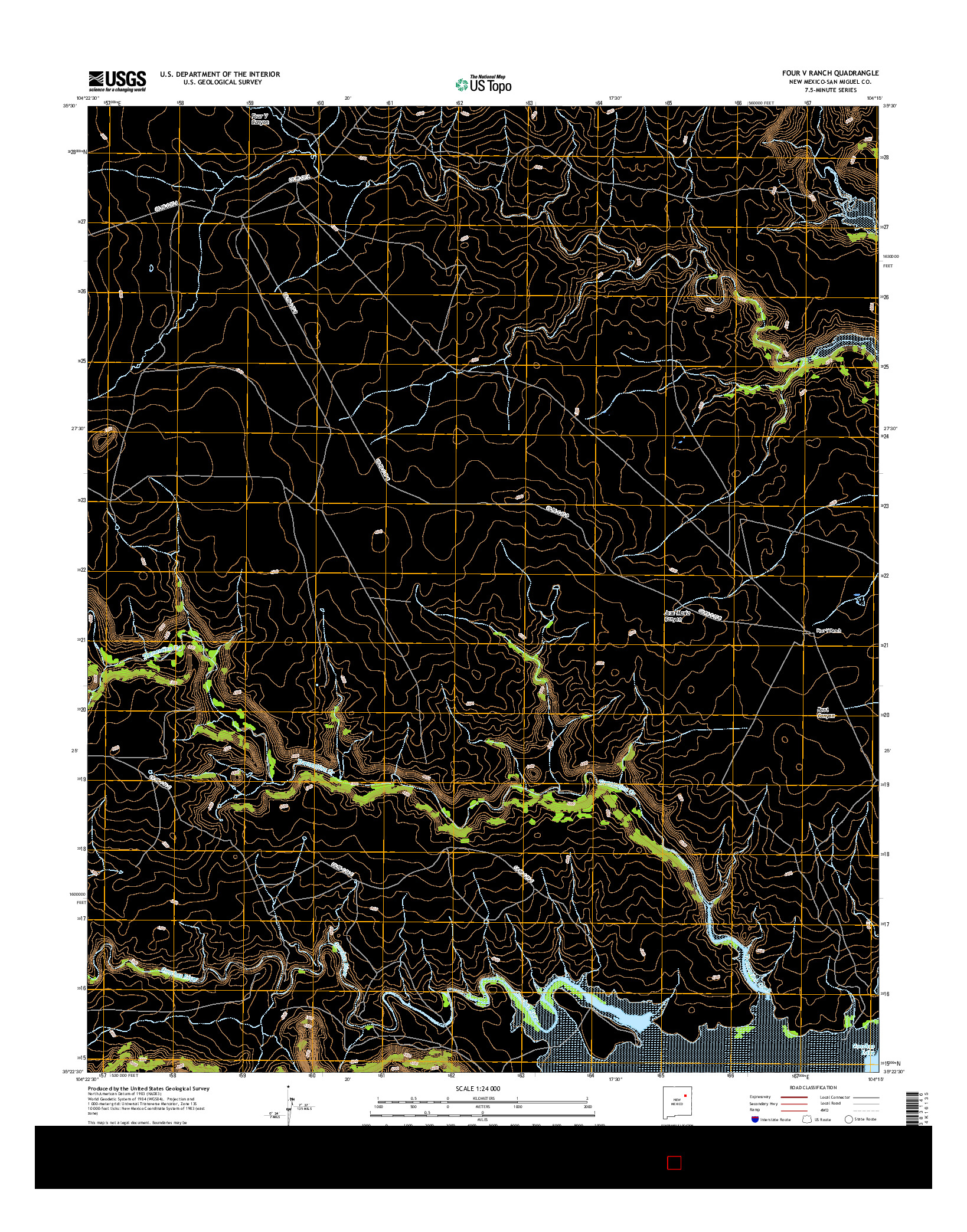 USGS US TOPO 7.5-MINUTE MAP FOR FOUR V RANCH, NM 2017