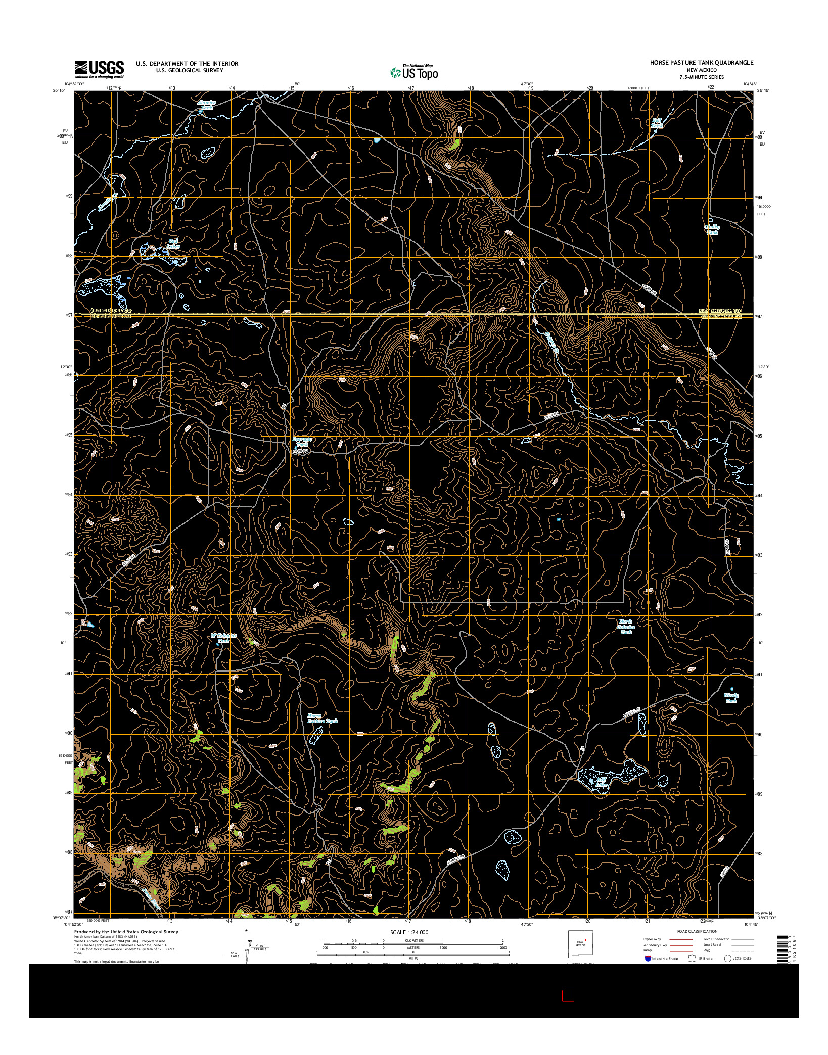 USGS US TOPO 7.5-MINUTE MAP FOR HORSE PASTURE TANK, NM 2017