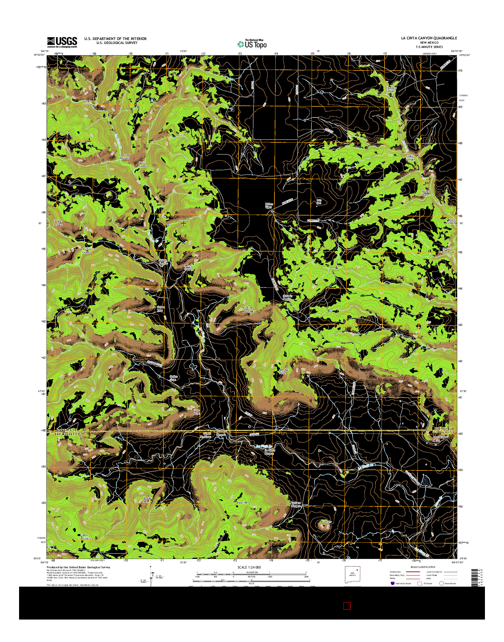 USGS US TOPO 7.5-MINUTE MAP FOR LA CINTA CANYON, NM 2017