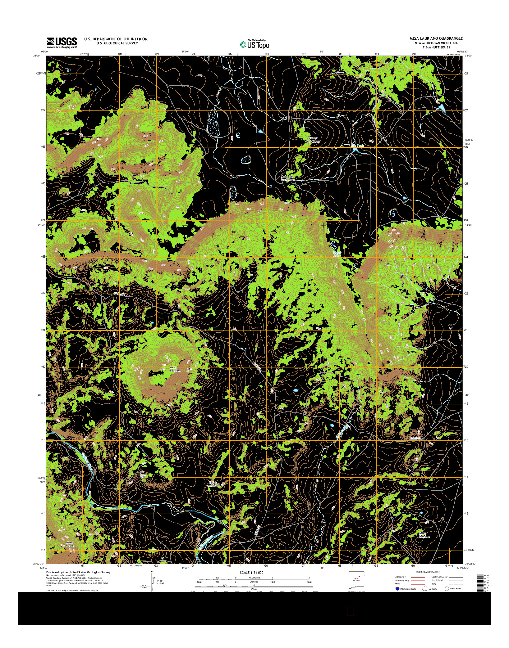 USGS US TOPO 7.5-MINUTE MAP FOR MESA LAURIANO, NM 2017