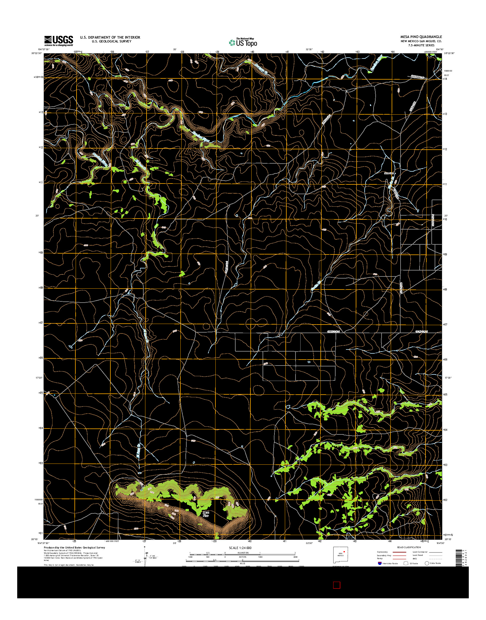 USGS US TOPO 7.5-MINUTE MAP FOR MESA PINO, NM 2017