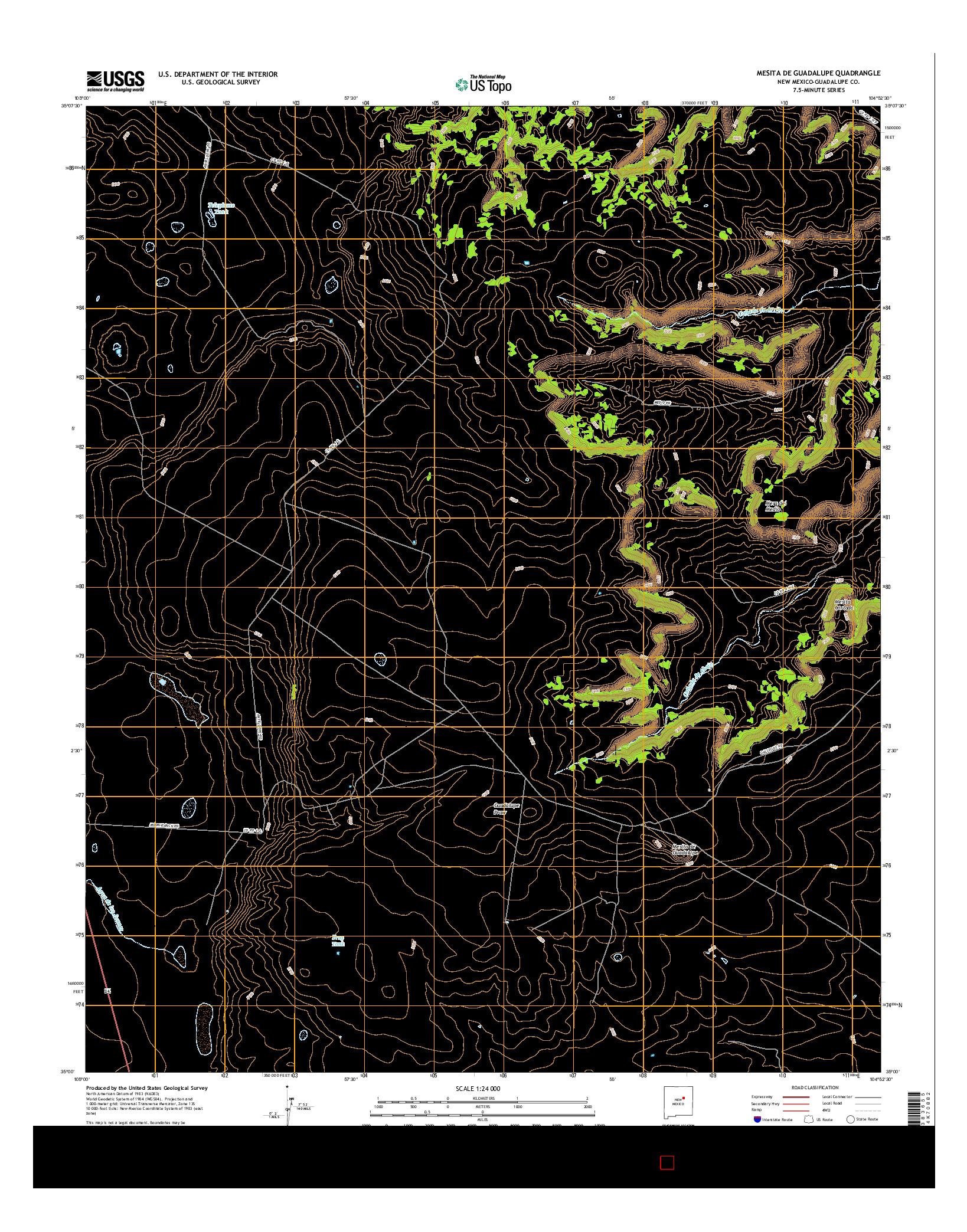 USGS US TOPO 7.5-MINUTE MAP FOR MESITA DE GUADALUPE, NM 2017