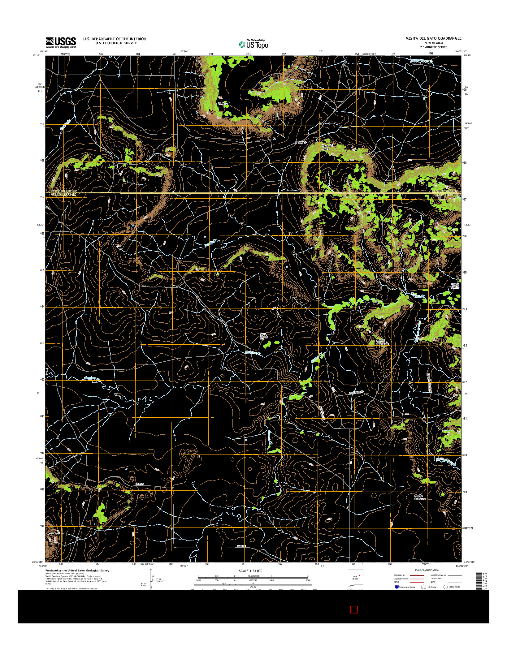 USGS US TOPO 7.5-MINUTE MAP FOR MESITA DEL GATO, NM 2017