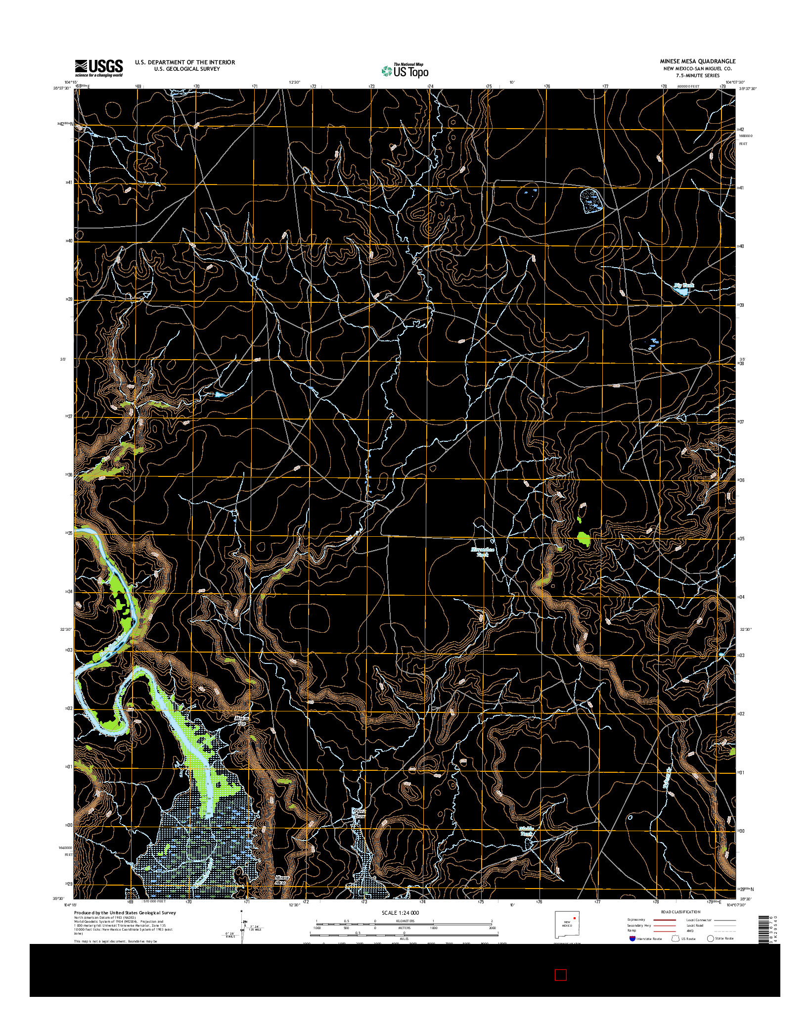 USGS US TOPO 7.5-MINUTE MAP FOR MINESE MESA, NM 2017