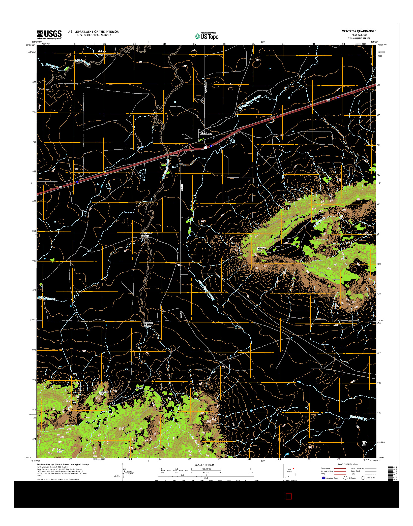 USGS US TOPO 7.5-MINUTE MAP FOR MONTOYA, NM 2017