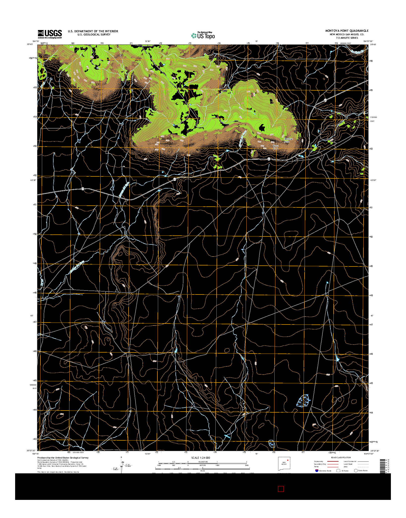 USGS US TOPO 7.5-MINUTE MAP FOR MONTOYA POINT, NM 2017