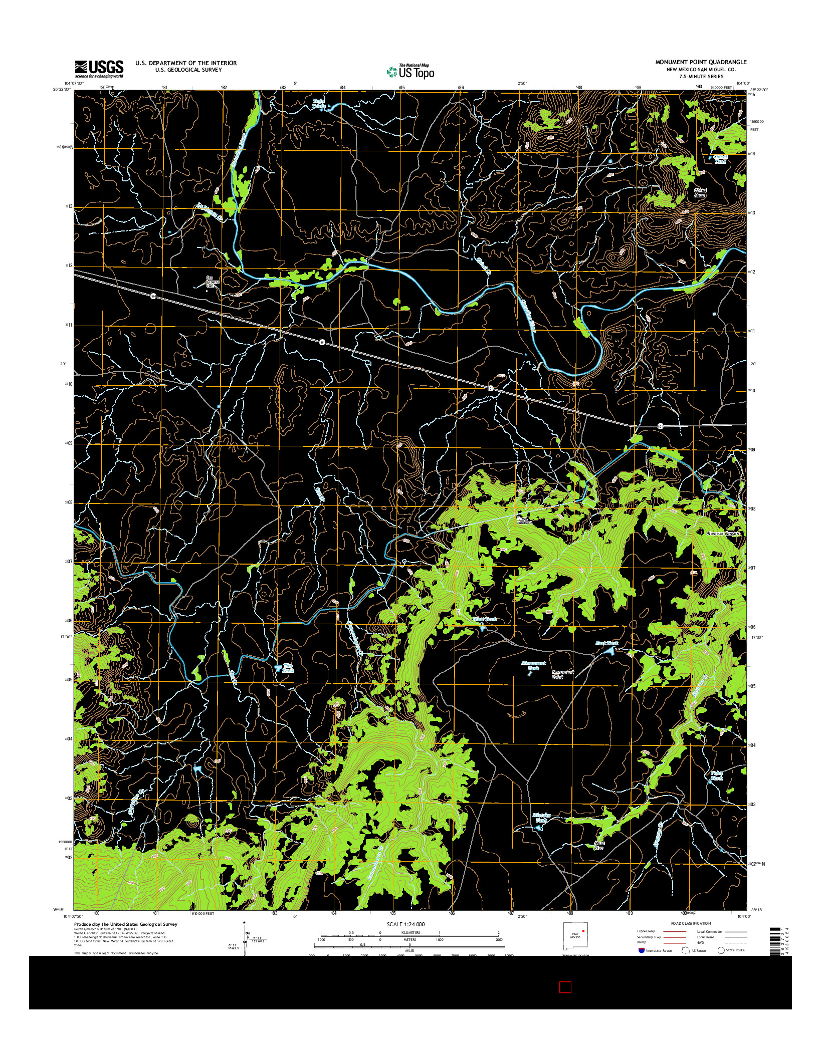 USGS US TOPO 7.5-MINUTE MAP FOR MONUMENT POINT, NM 2017