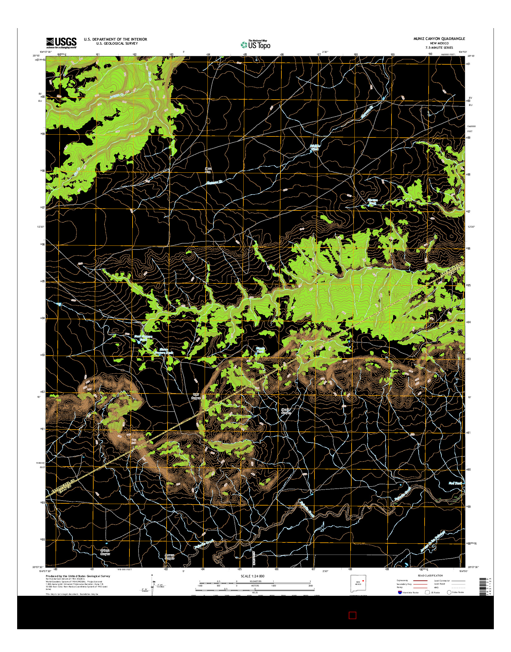 USGS US TOPO 7.5-MINUTE MAP FOR MUNIZ CANYON, NM 2017