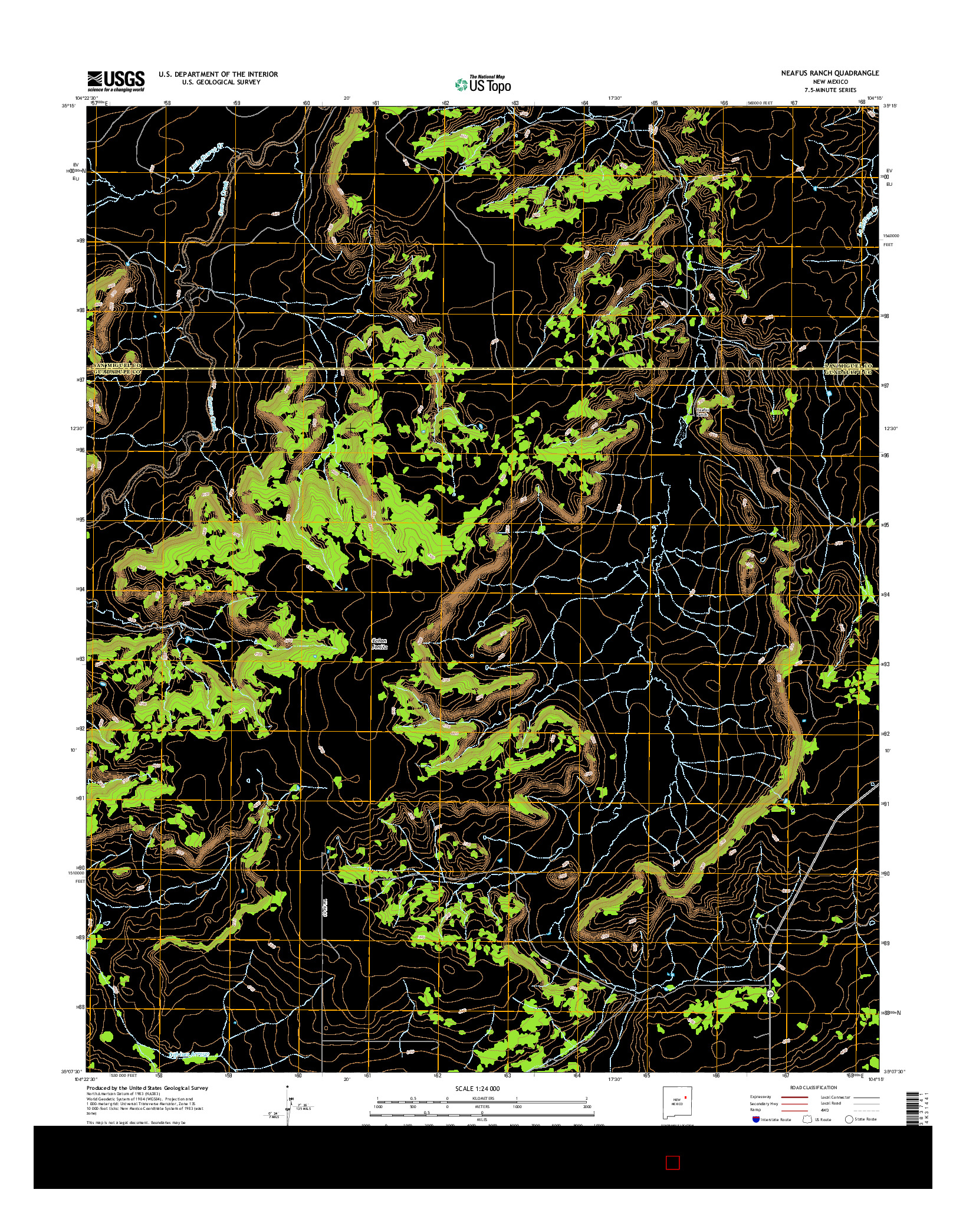 USGS US TOPO 7.5-MINUTE MAP FOR NEAFUS RANCH, NM 2017