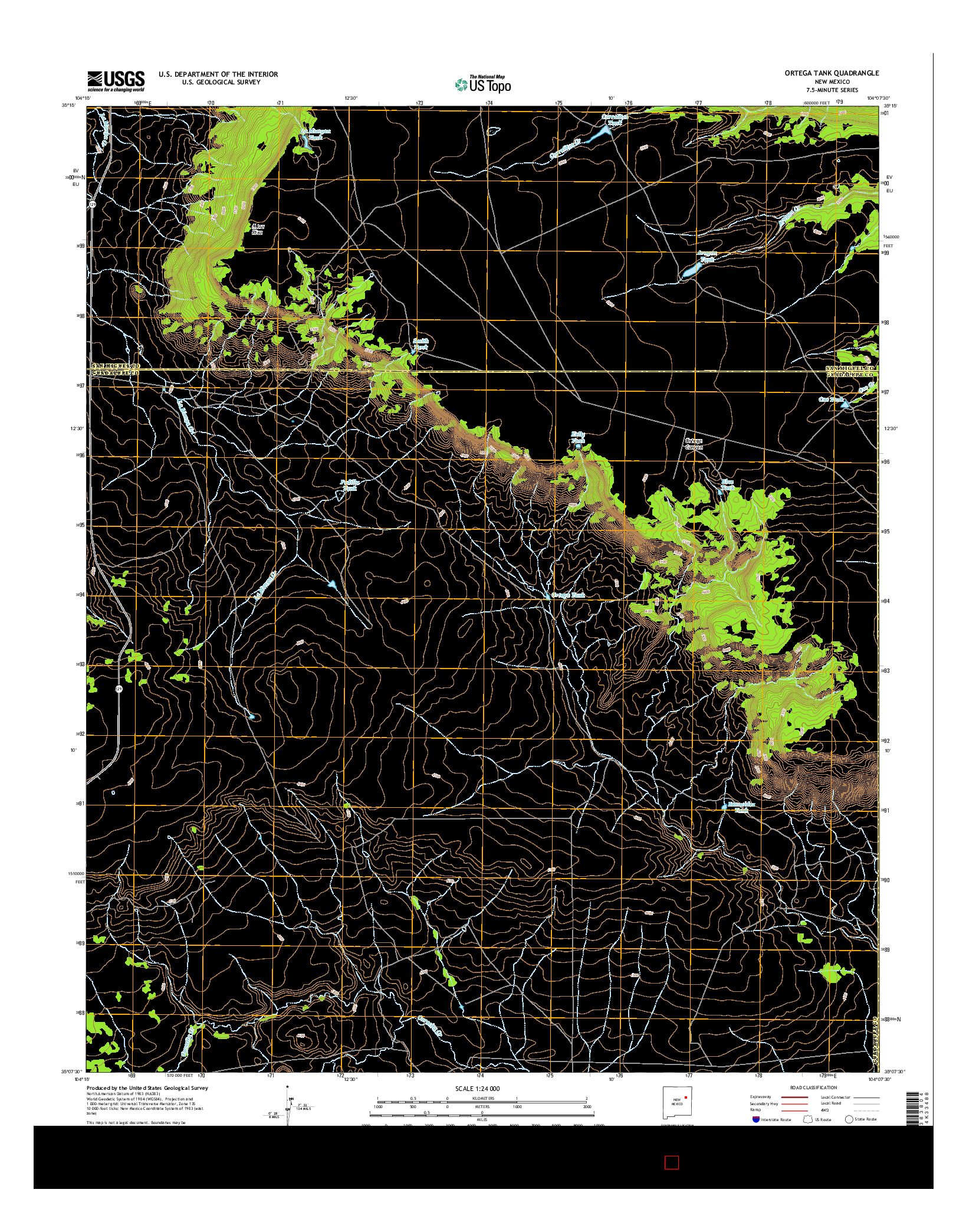 USGS US TOPO 7.5-MINUTE MAP FOR ORTEGA TANK, NM 2017