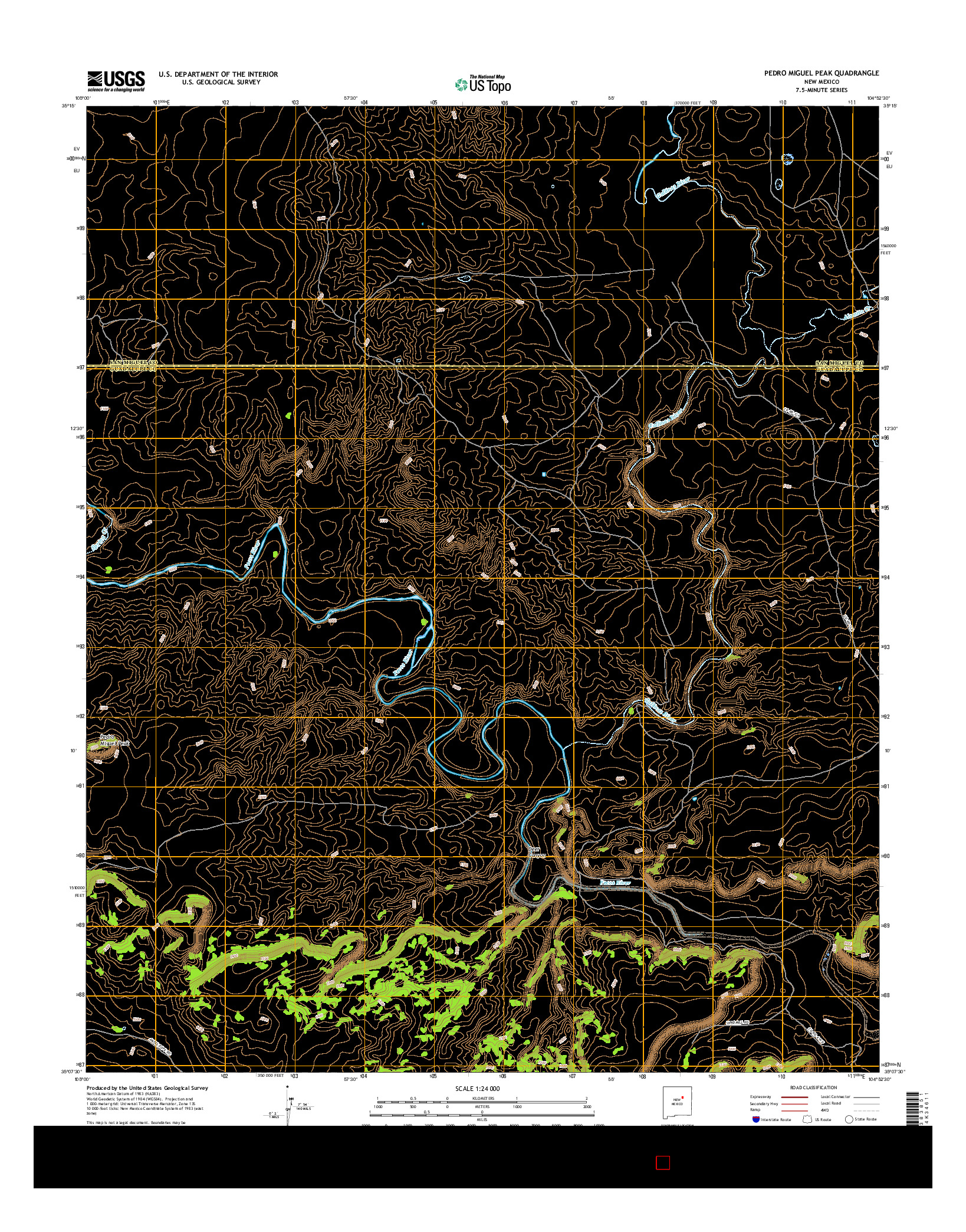 USGS US TOPO 7.5-MINUTE MAP FOR PEDRO MIGUEL PEAK, NM 2017