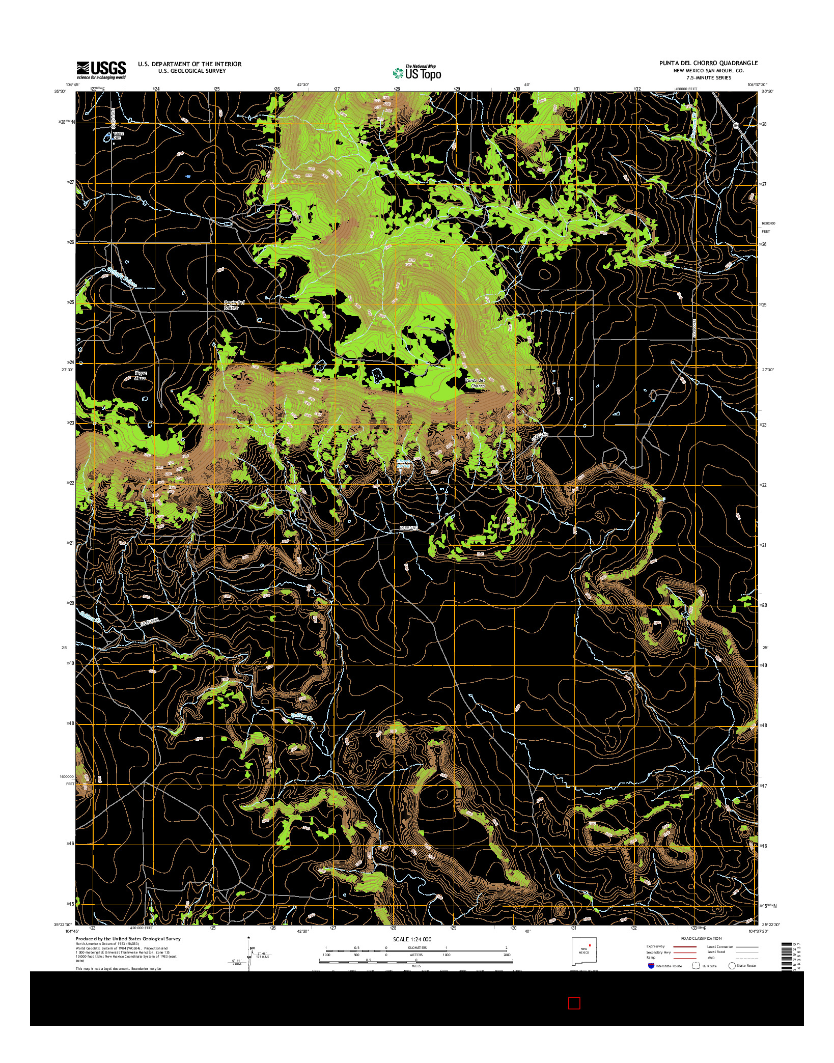 USGS US TOPO 7.5-MINUTE MAP FOR PUNTA DEL CHORRO, NM 2017