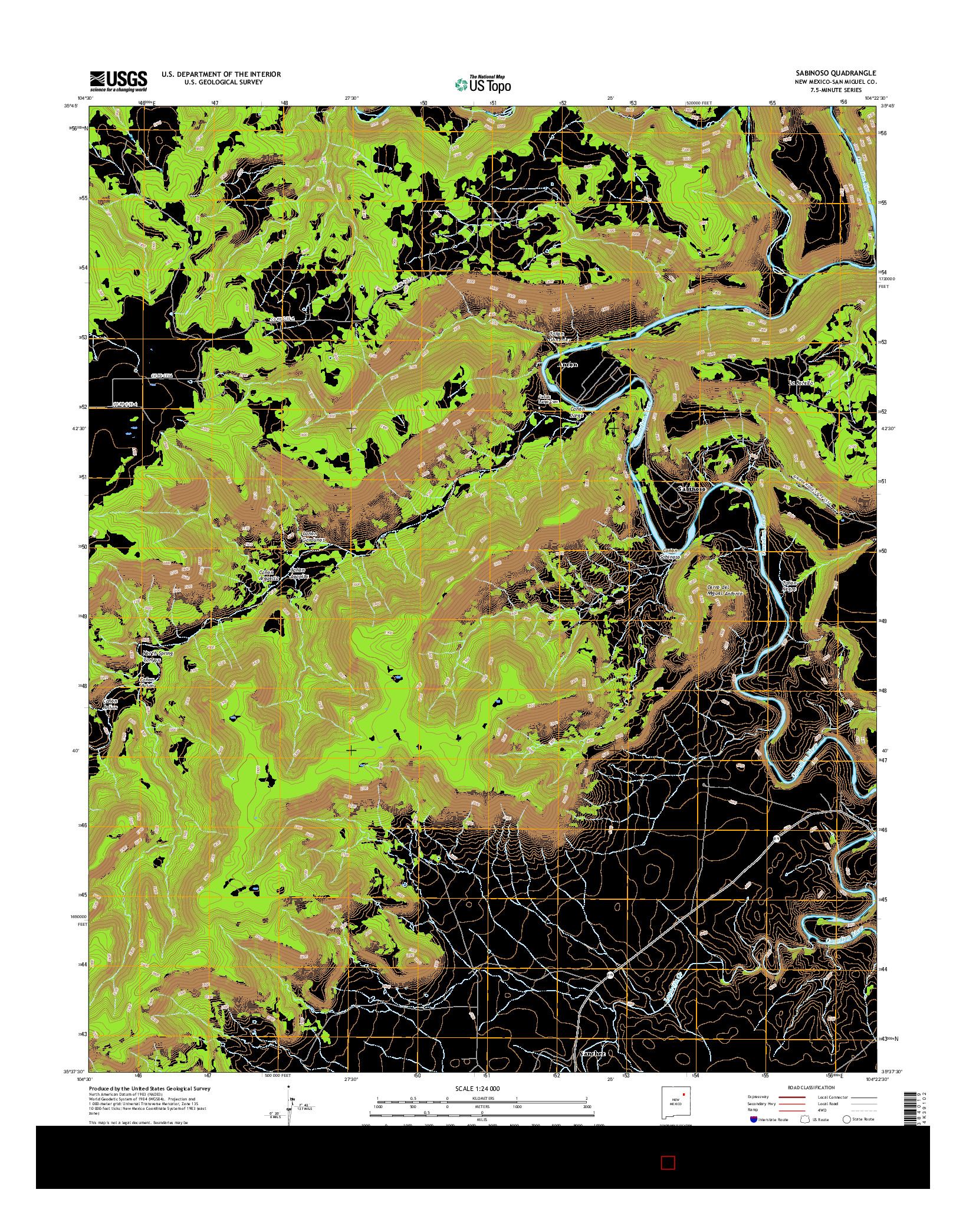 USGS US TOPO 7.5-MINUTE MAP FOR SABINOSO, NM 2017