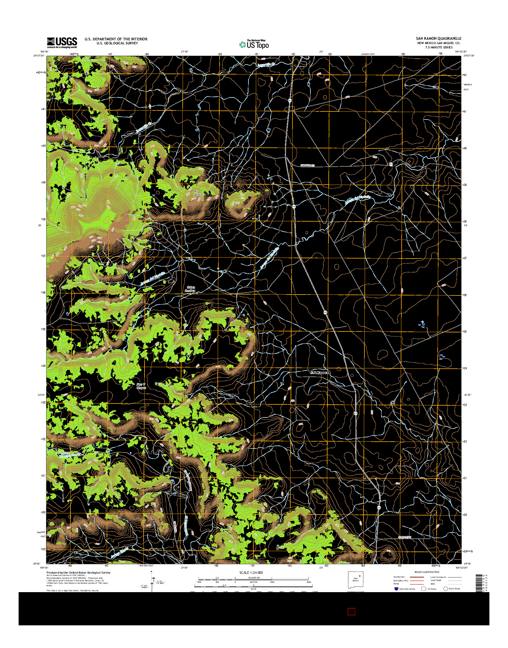 USGS US TOPO 7.5-MINUTE MAP FOR SAN RAMON, NM 2017