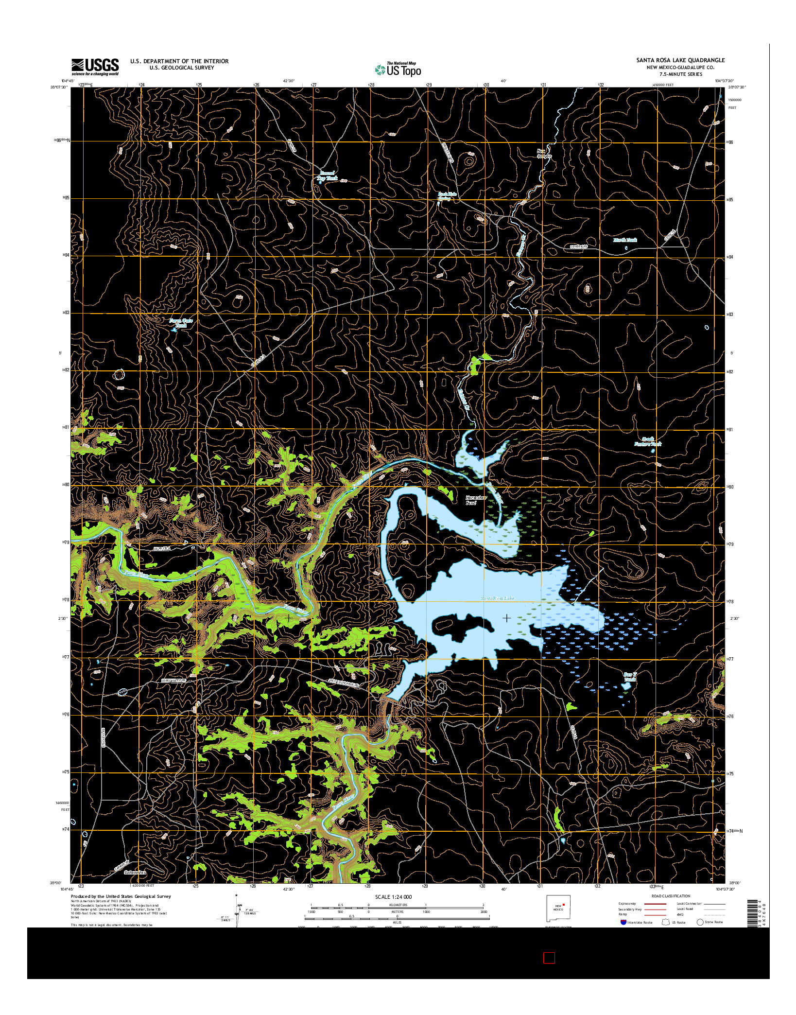 USGS US TOPO 7.5-MINUTE MAP FOR SANTA ROSA LAKE, NM 2017