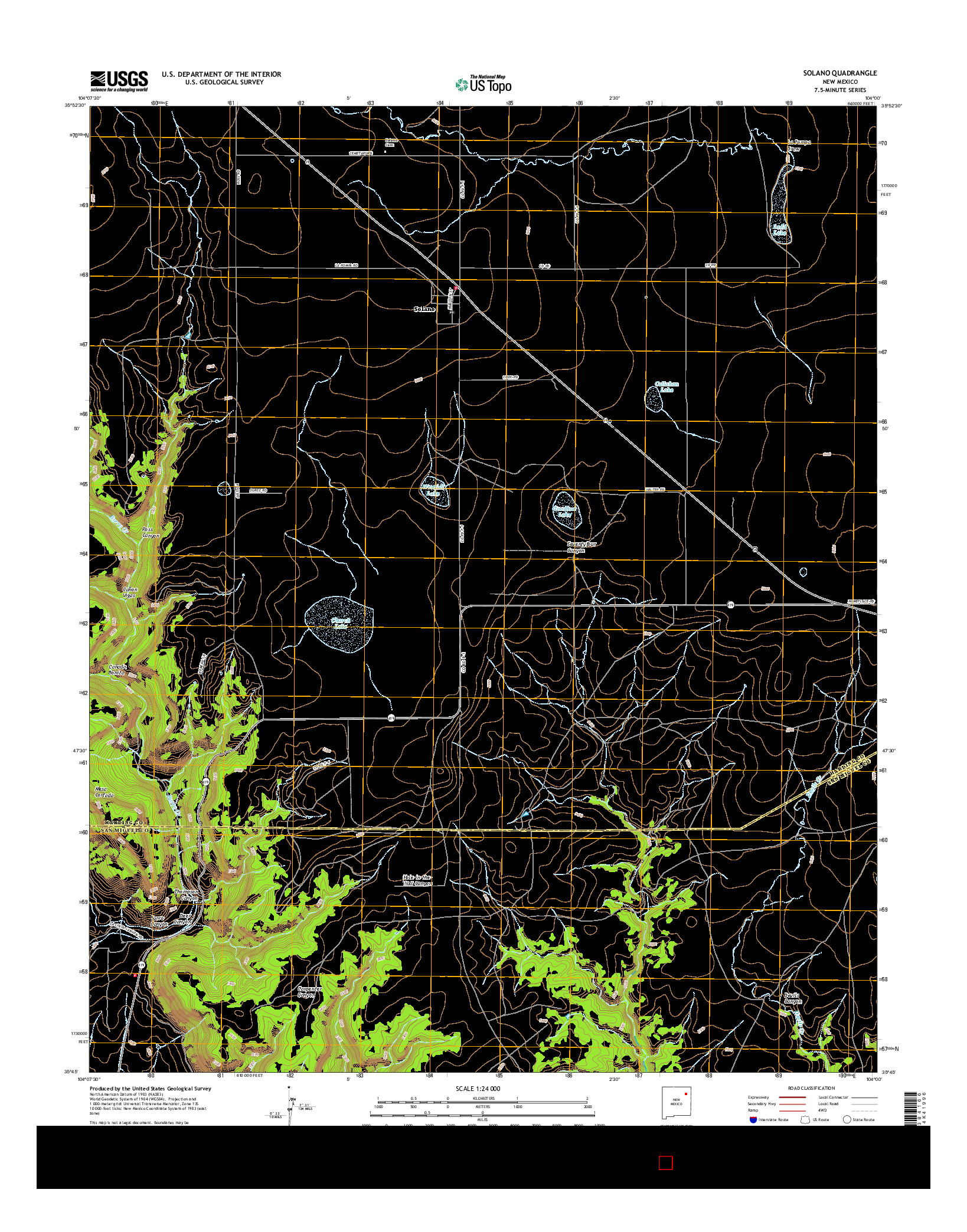 USGS US TOPO 7.5-MINUTE MAP FOR SOLANO, NM 2017