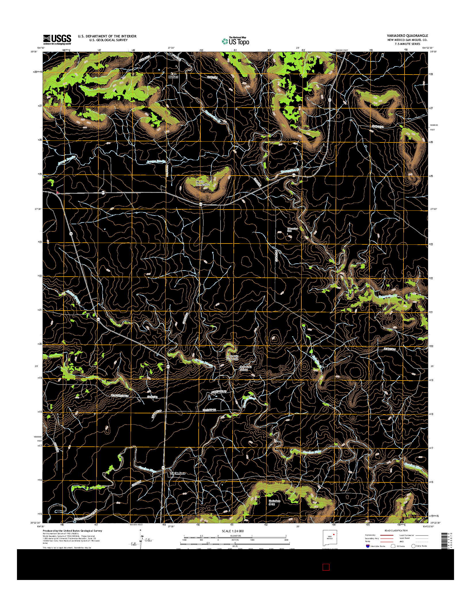 USGS US TOPO 7.5-MINUTE MAP FOR VARIADERO, NM 2017