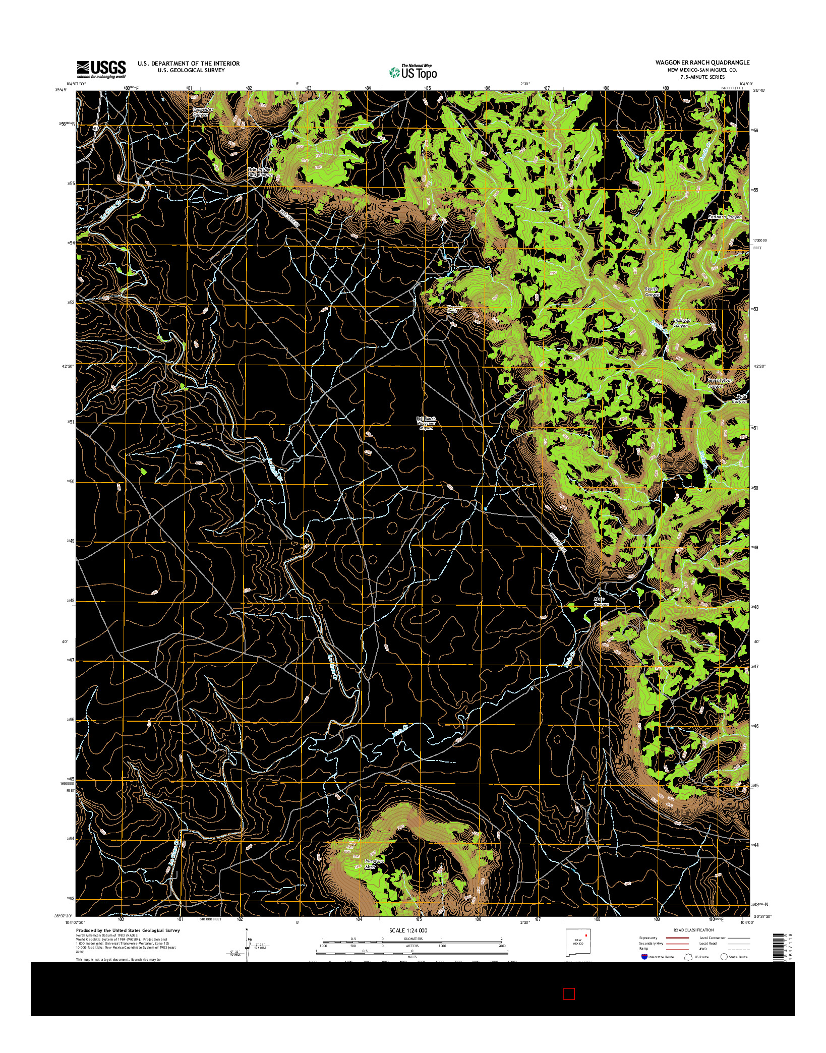 USGS US TOPO 7.5-MINUTE MAP FOR WAGGONER RANCH, NM 2017