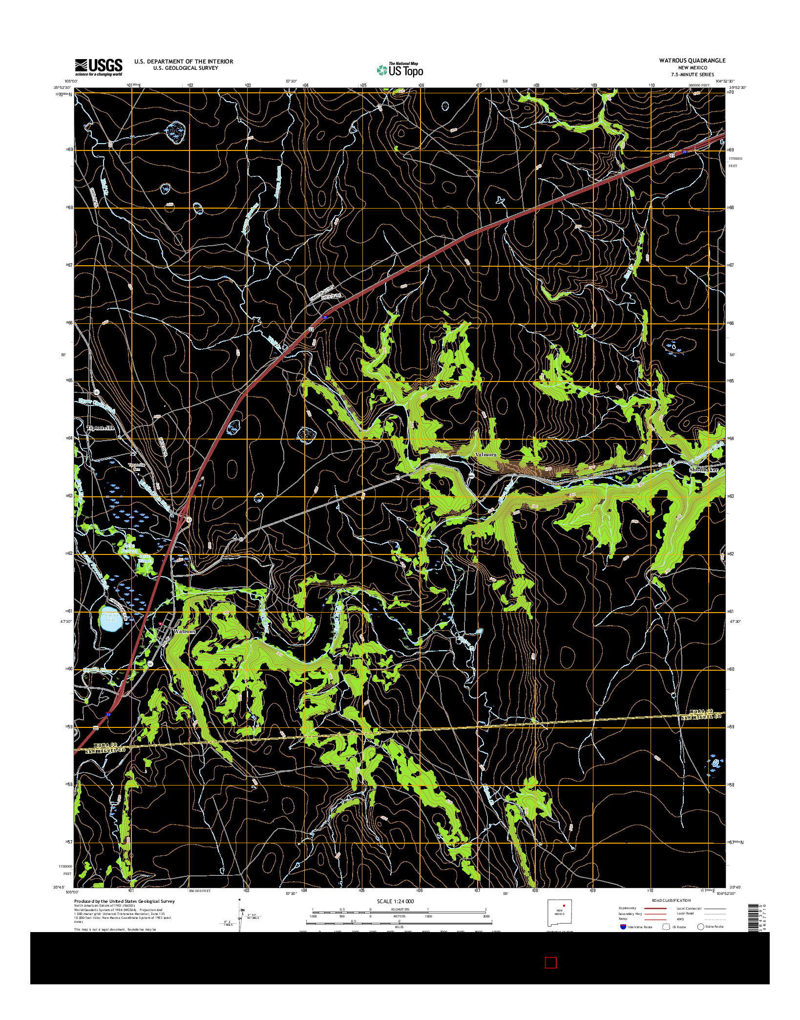 USGS US TOPO 7.5-MINUTE MAP FOR WATROUS, NM 2017