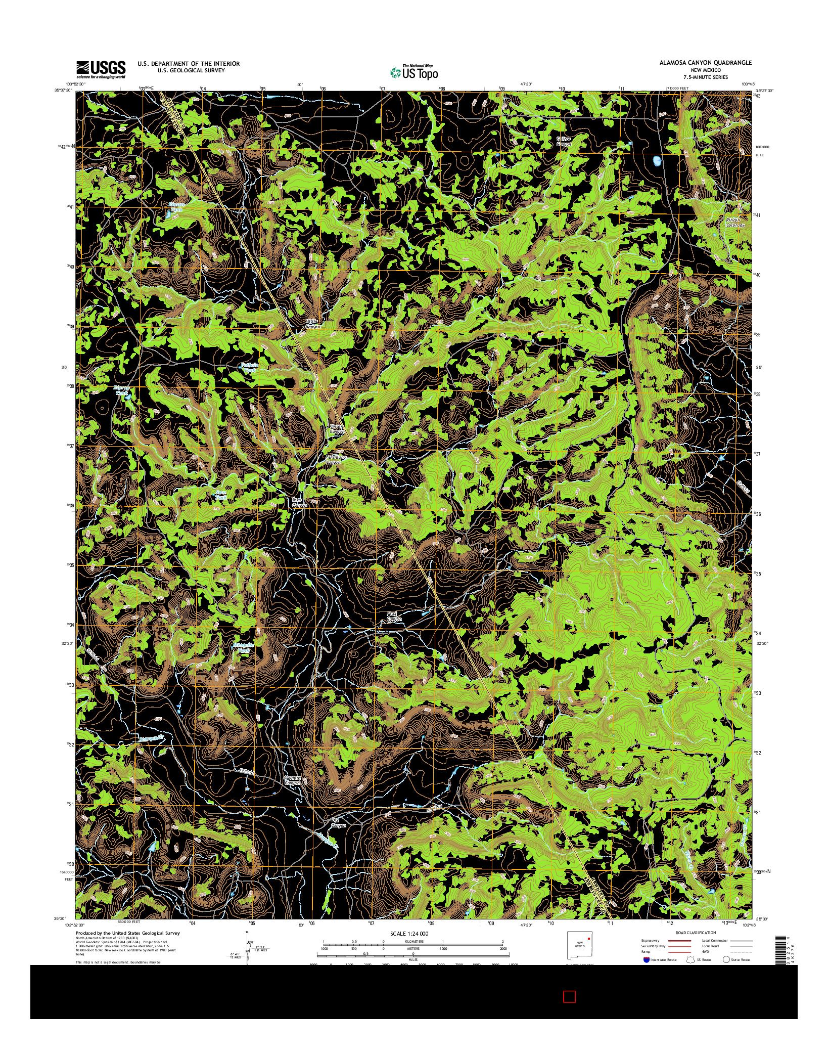 USGS US TOPO 7.5-MINUTE MAP FOR ALAMOSA CANYON, NM 2017