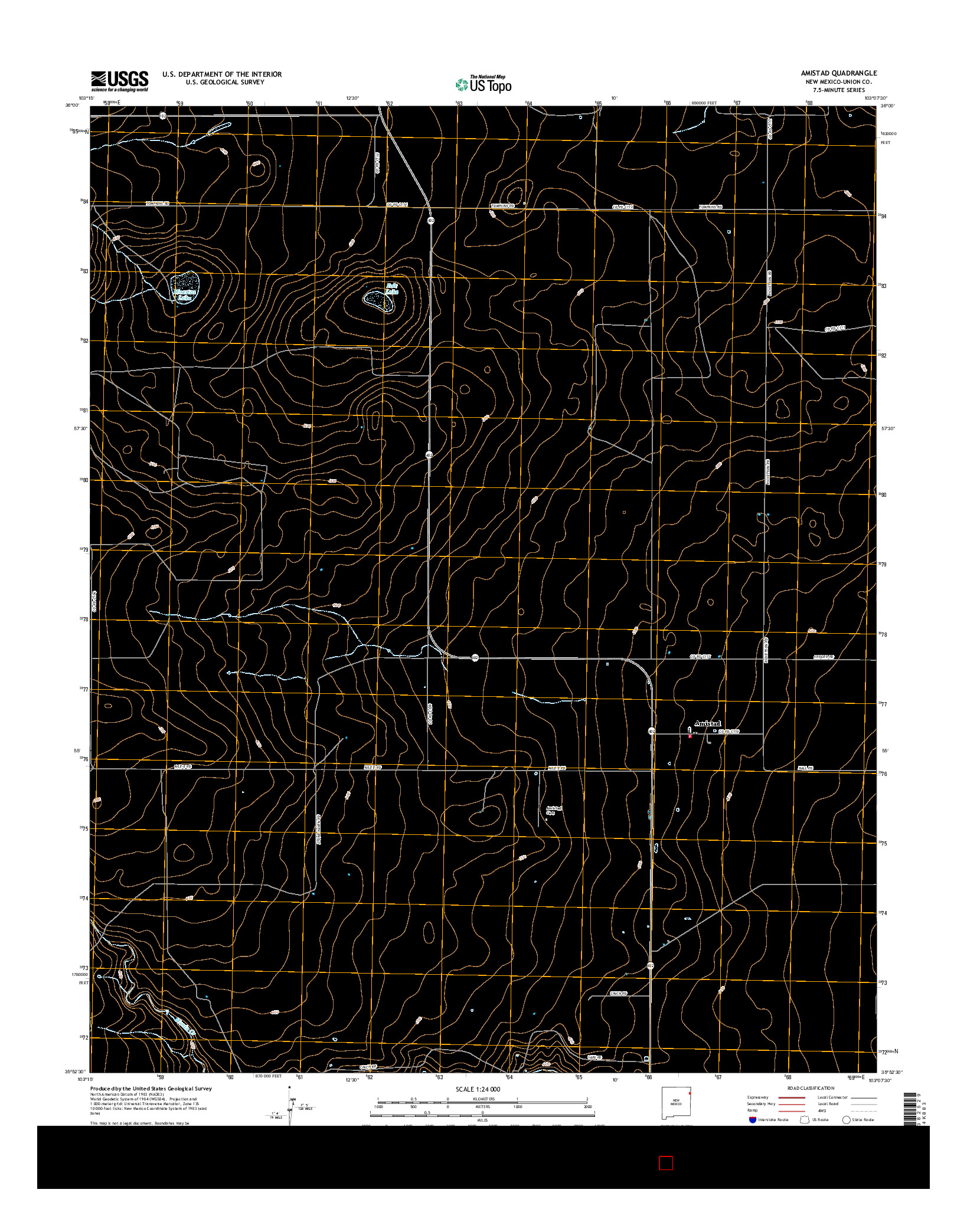 USGS US TOPO 7.5-MINUTE MAP FOR AMISTAD, NM 2017