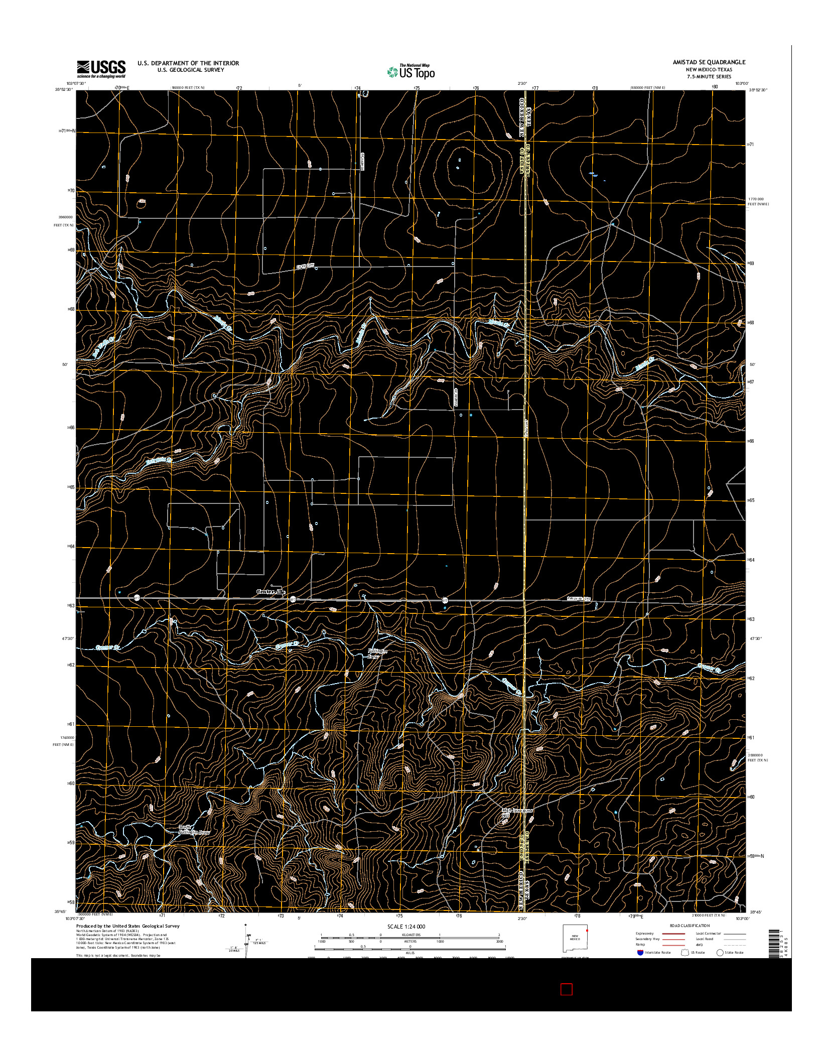 USGS US TOPO 7.5-MINUTE MAP FOR AMISTAD SE, NM-TX 2017