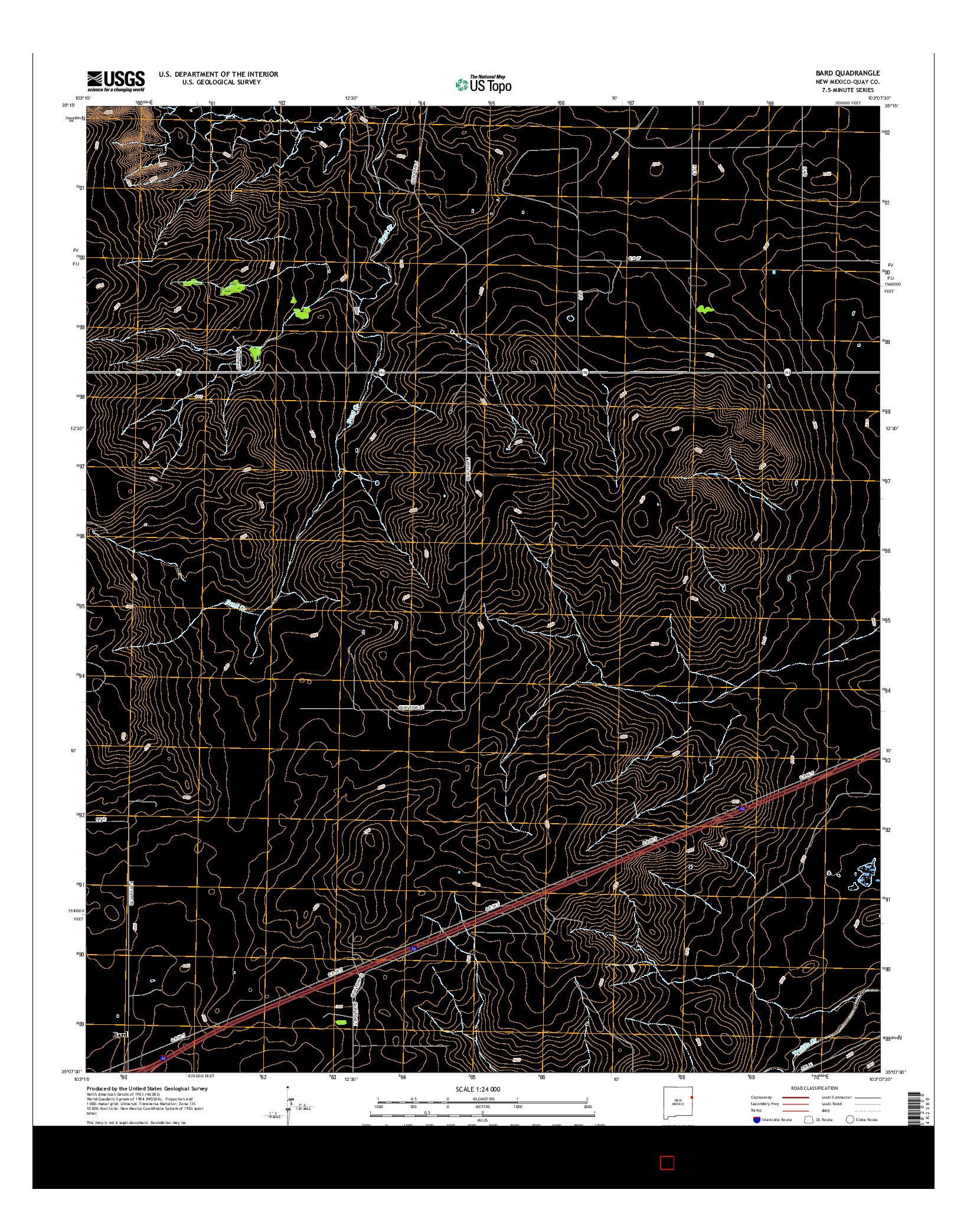 USGS US TOPO 7.5-MINUTE MAP FOR BARD, NM 2017